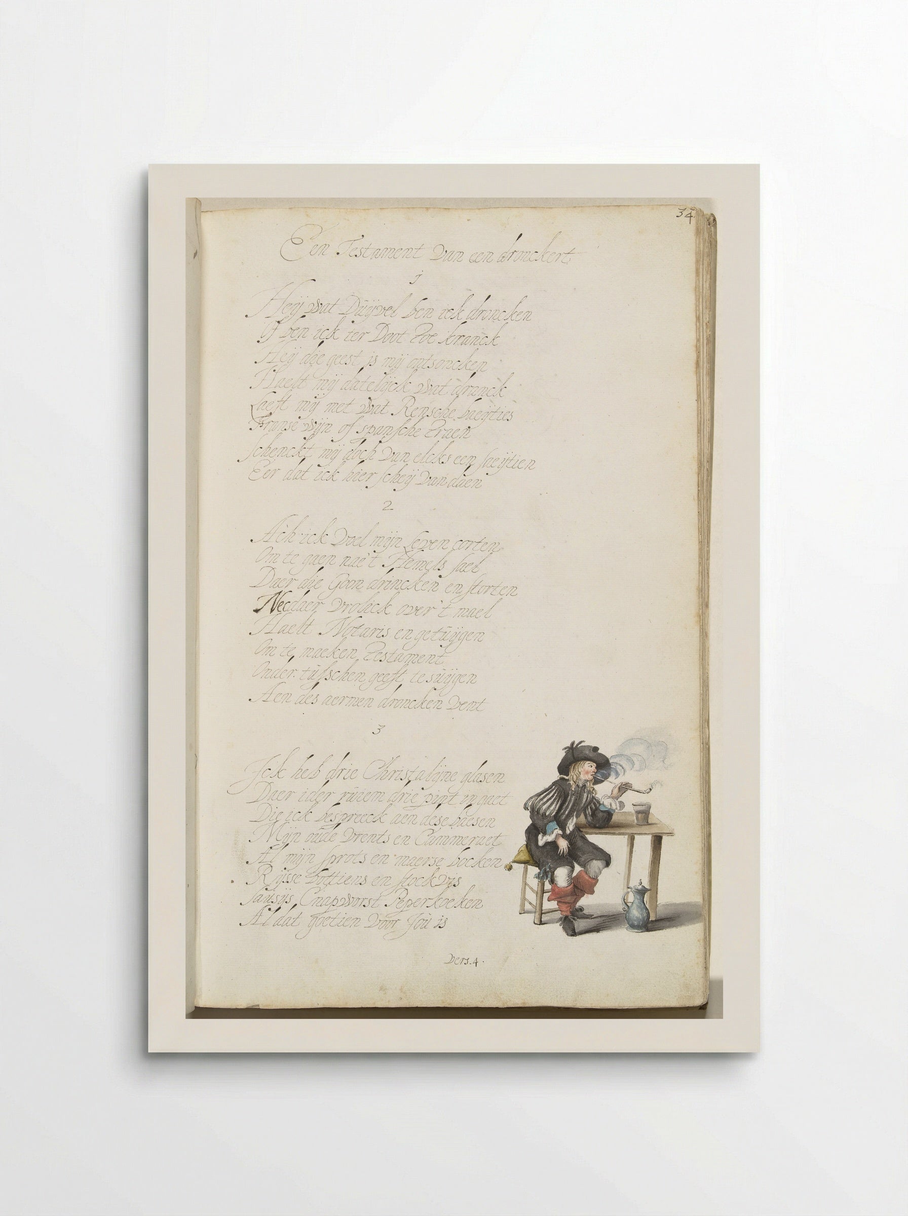 Roker zittend aan een tafel - Gesina ter Borch - Poster
