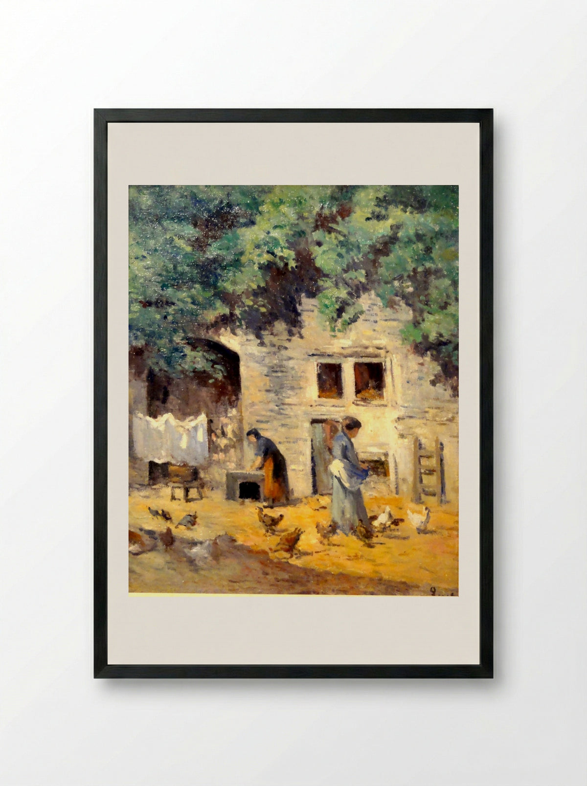 Rolleboise, Cour De Ferme - Maximilien Luce - Framed Print Black