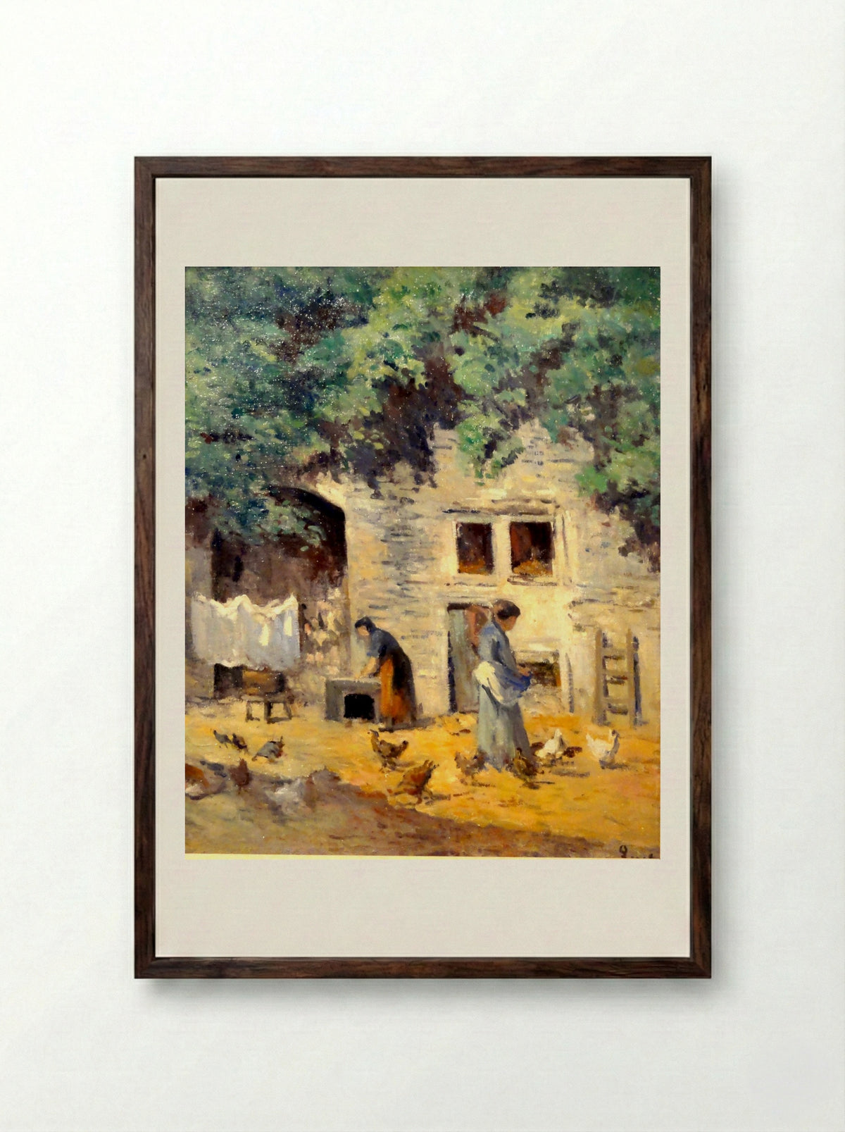 Rolleboise, Cour De Ferme - Maximilien Luce - Framed Print Dark Wood