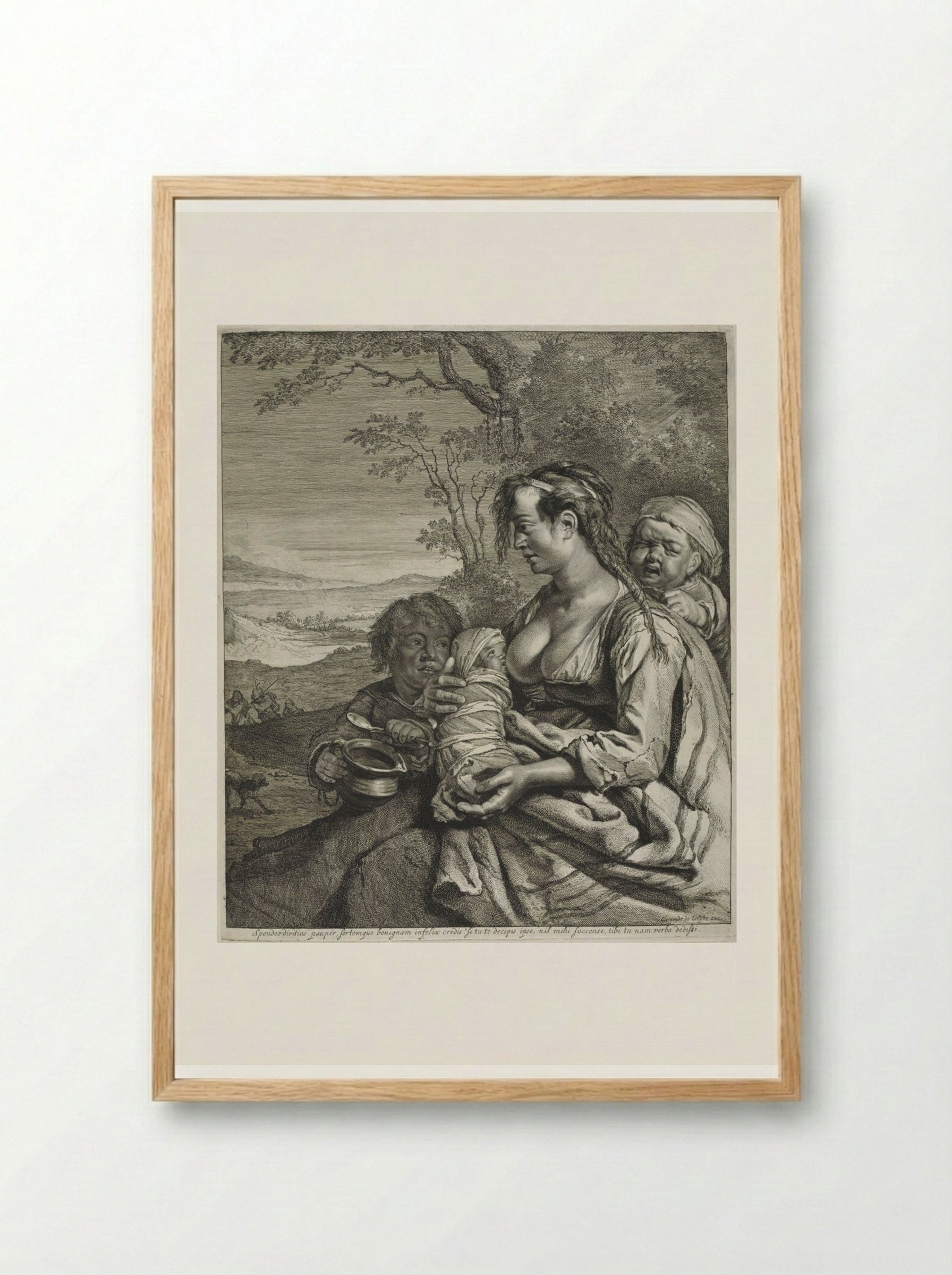Roma Mother and Children - Cornelis Visscher - Framed Print Wood