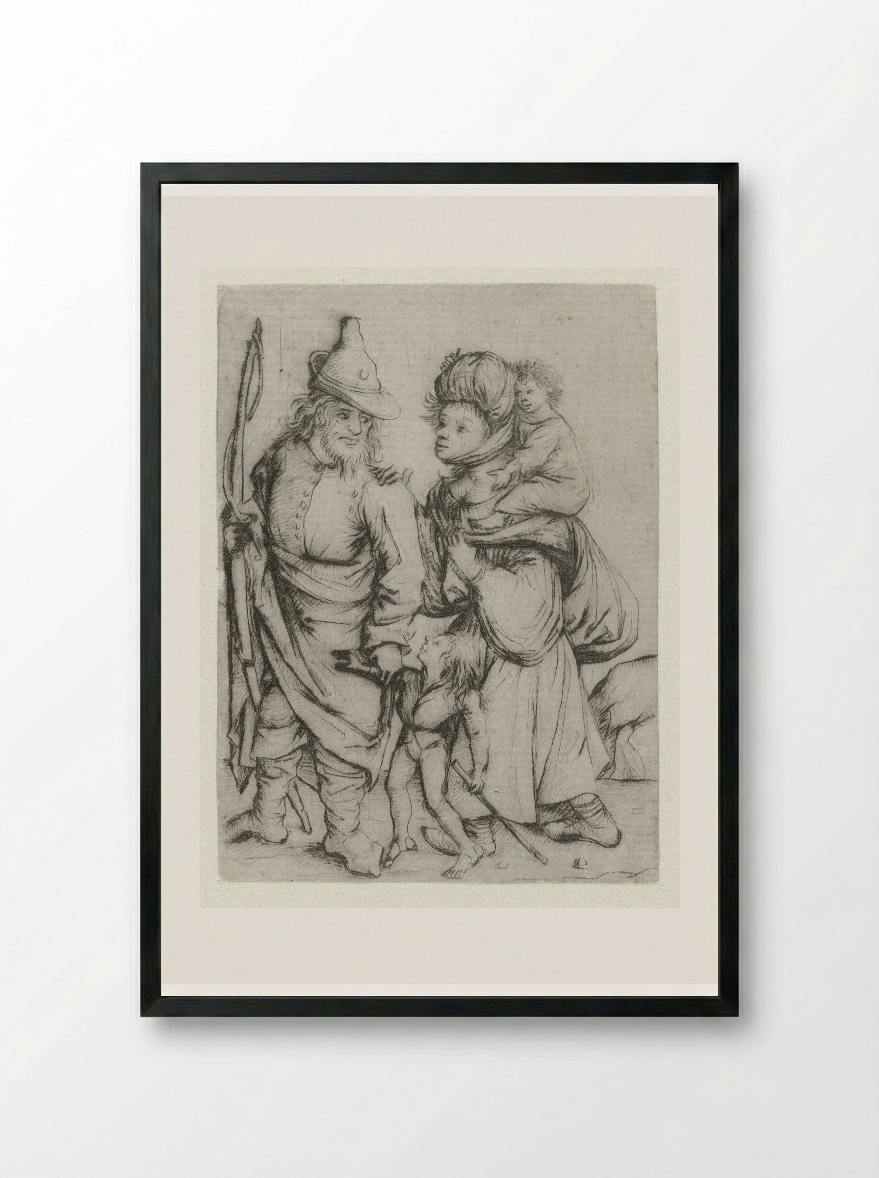Roma familie - Master of the Amsterdam Cabinet - Framed Print Black