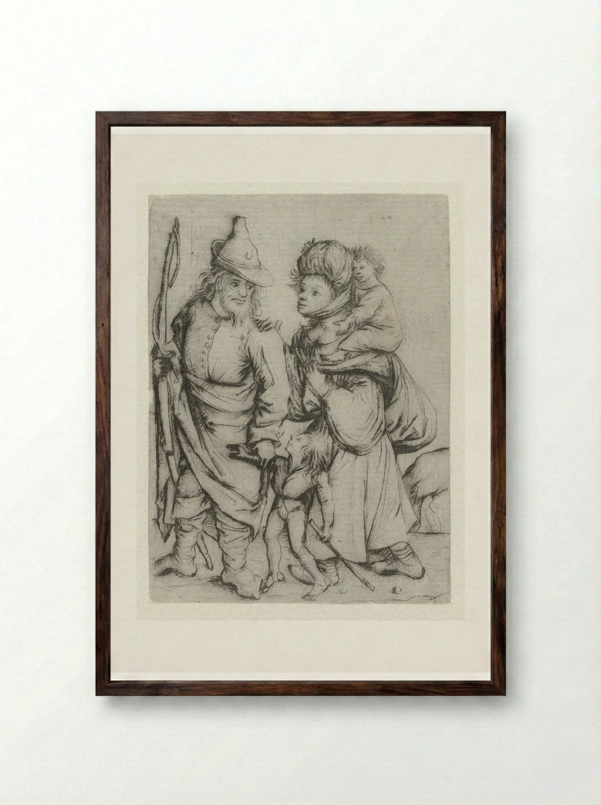 Roma familie - Master of the Amsterdam Cabinet - Framed Print Dark Wood