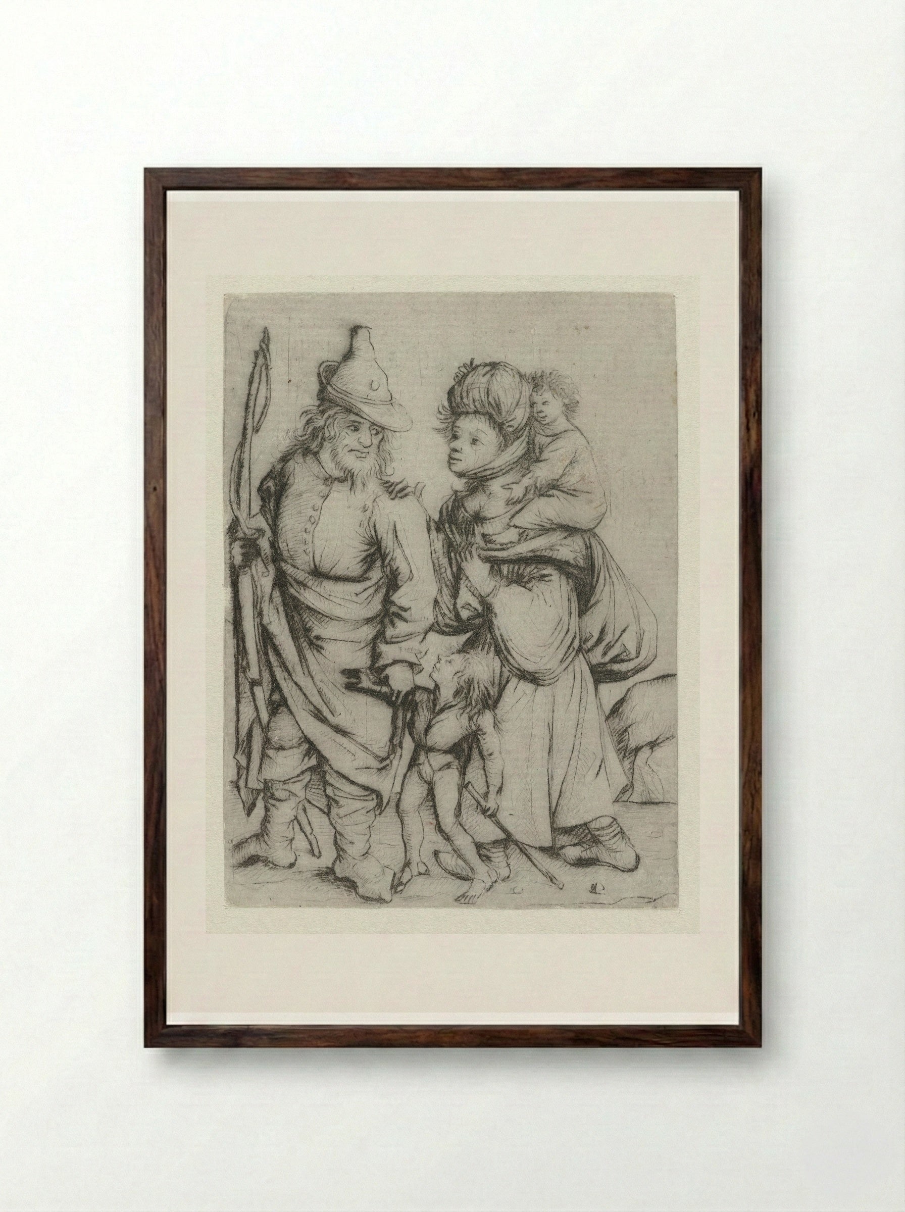 Roma familie - Master of the Amsterdam Cabinet - Framed Print Dark Wood