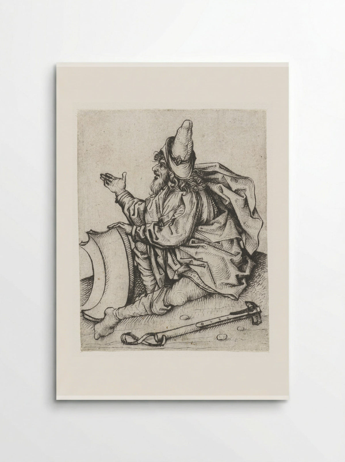 Roma man met baard en blank wapenschild - Meester van het Amsterdamse Kabinet - Poster