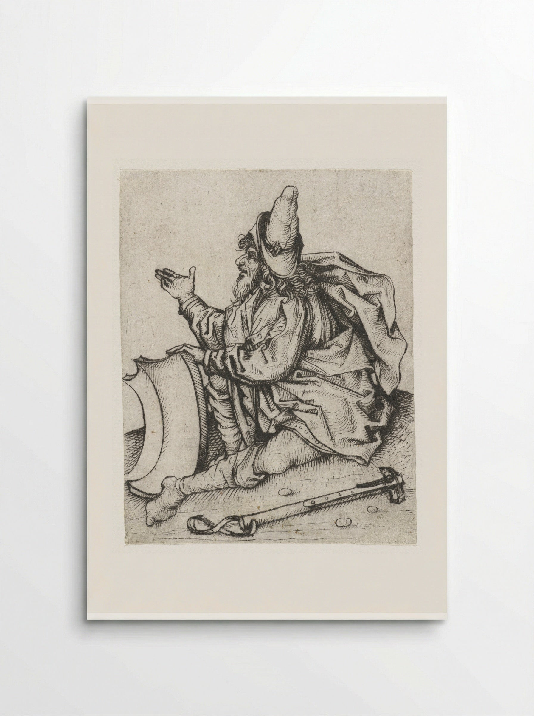 Roma man met baard en blank wapenschild - Meester van het Amsterdamse Kabinet - Poster