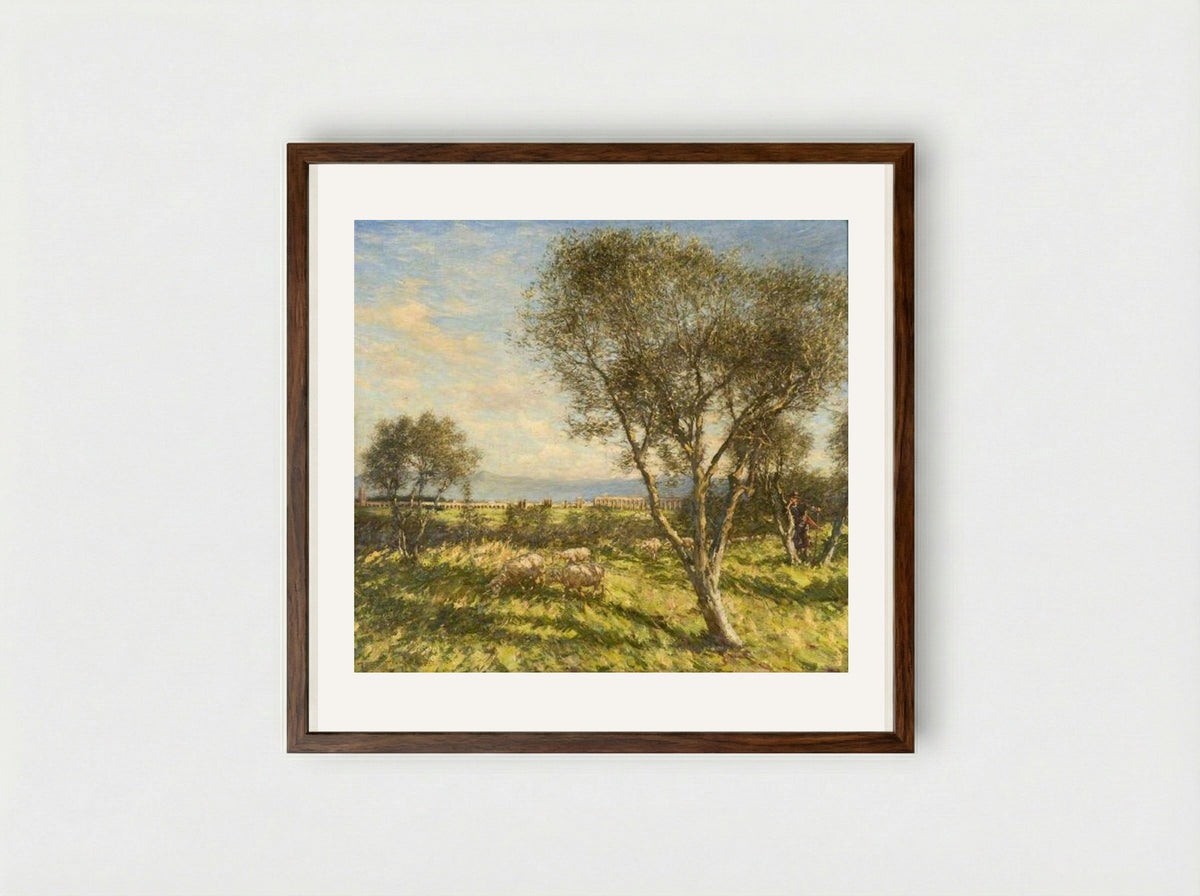 Roman Campagna - Henry Herbert La Thangue - Framed Print Dark Wood