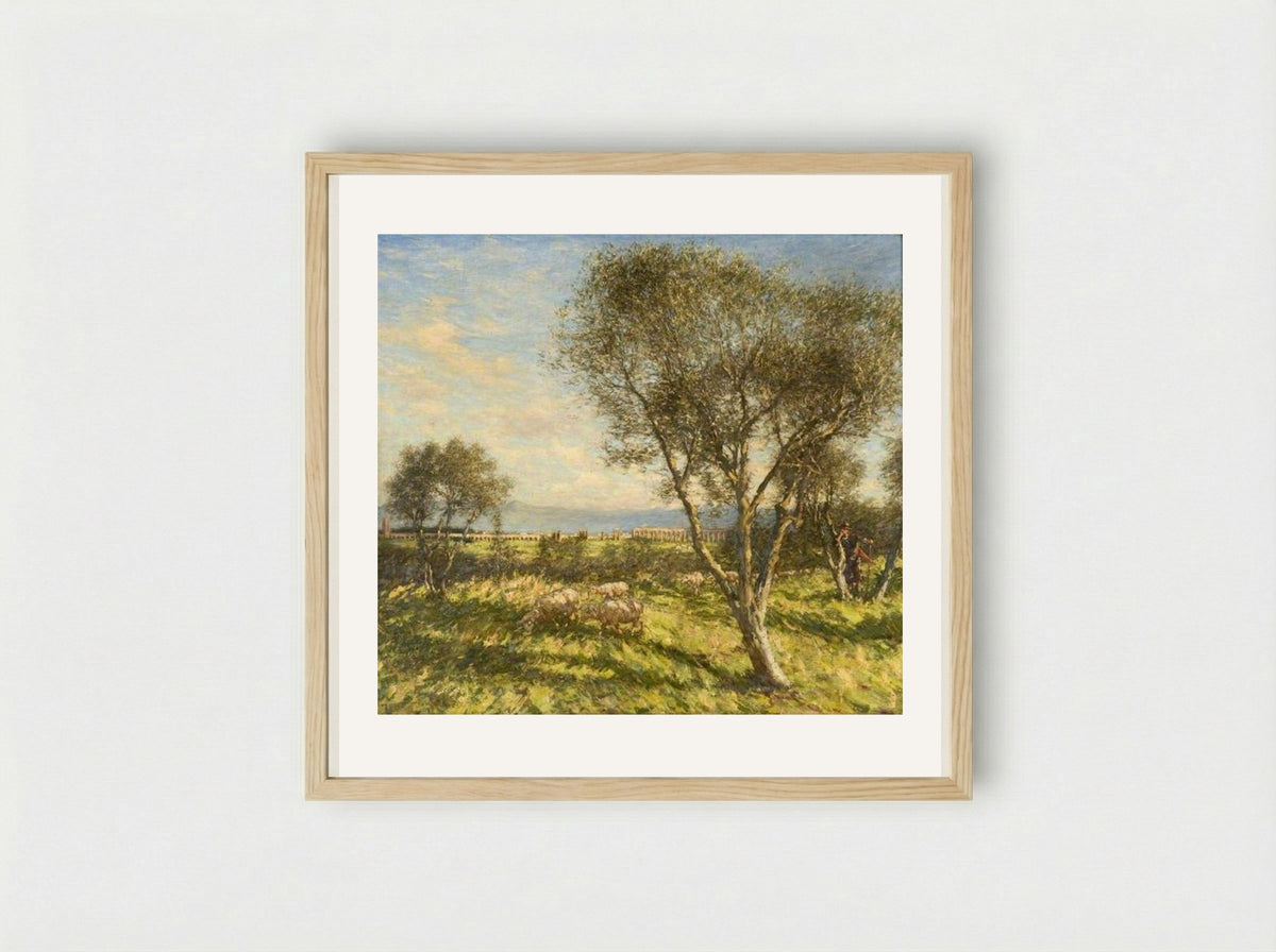Roman Campagna - Henry Herbert La Thangue - Framed Print Wood