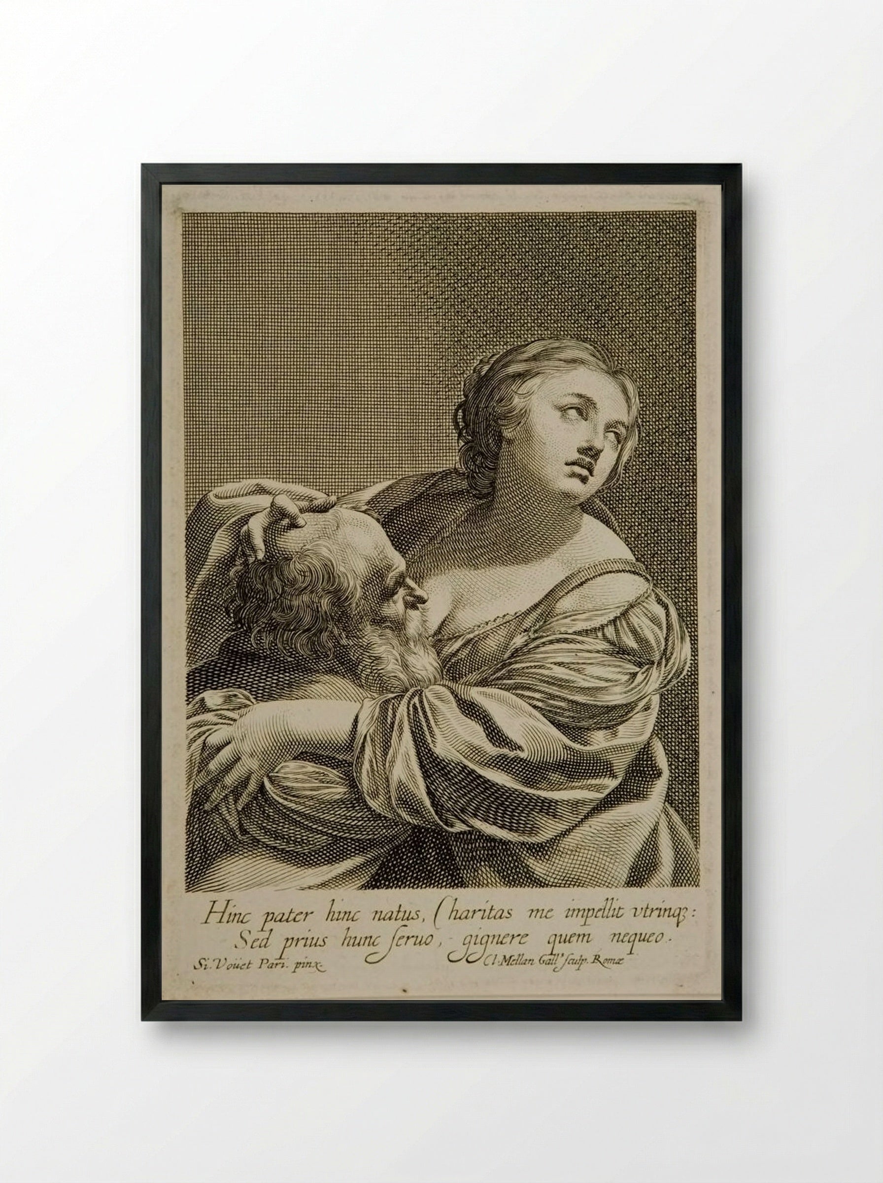 Roman Charity - Claude Mellan - Framed Print Black