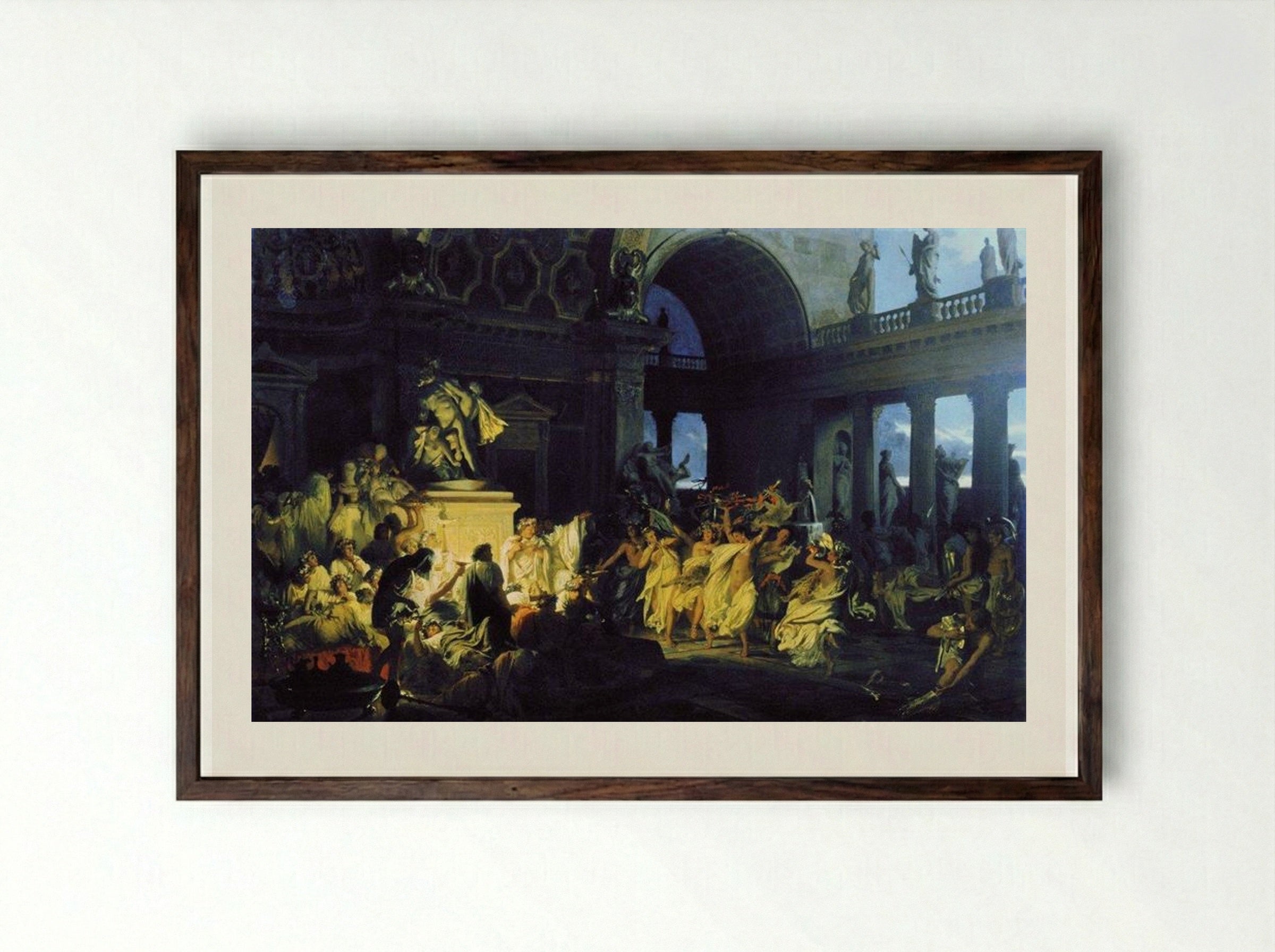Roman Orgy in the Time of Caesars - Henryk Siemiradzki - Framed Print Dark Wood