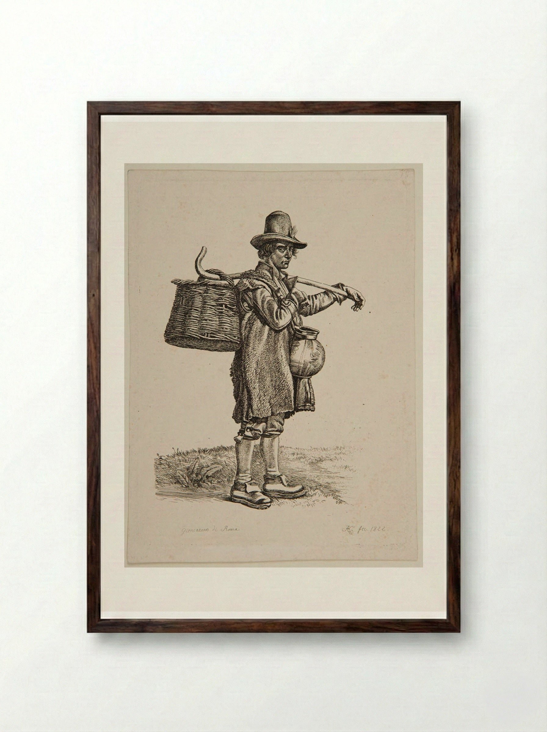 Roman Peasant - Johann Adam Klein - Framed Print Dark Wood