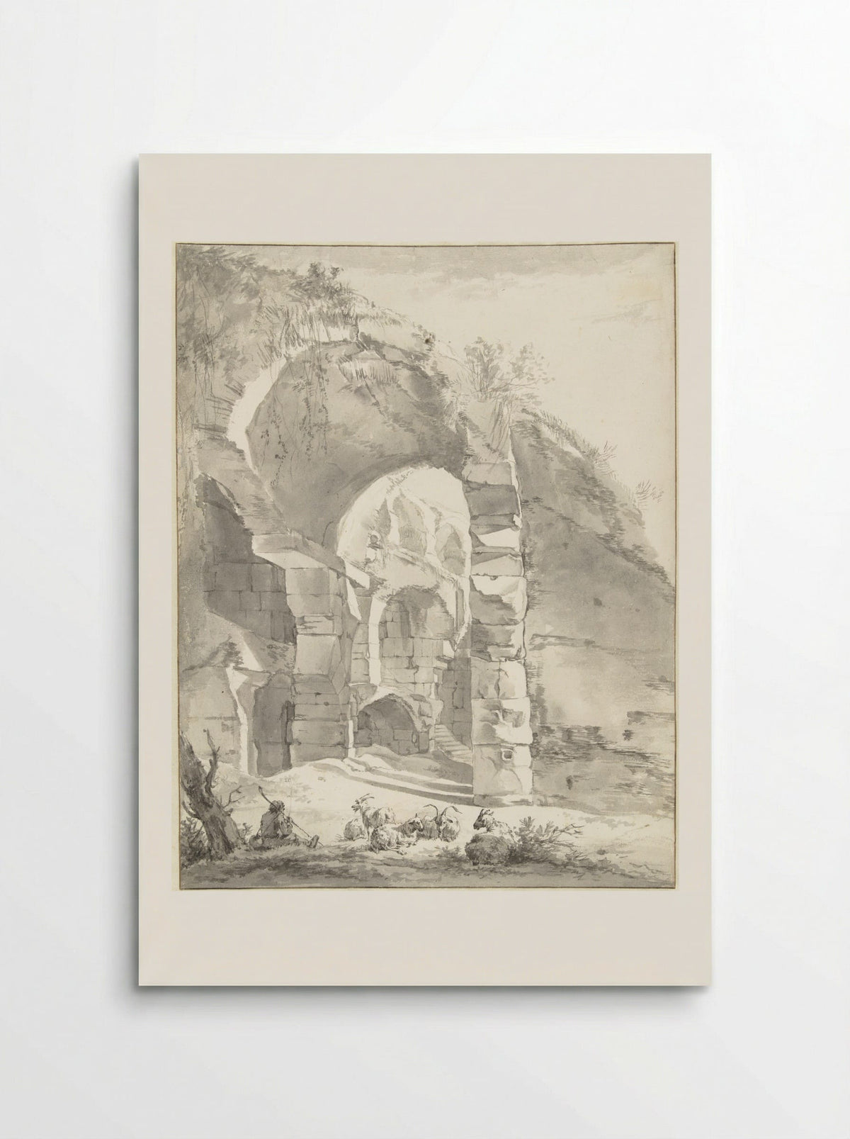Roman Ruins with a Shepherd and a Flock of Sheep and Goats - Willem Romeyn - Poster