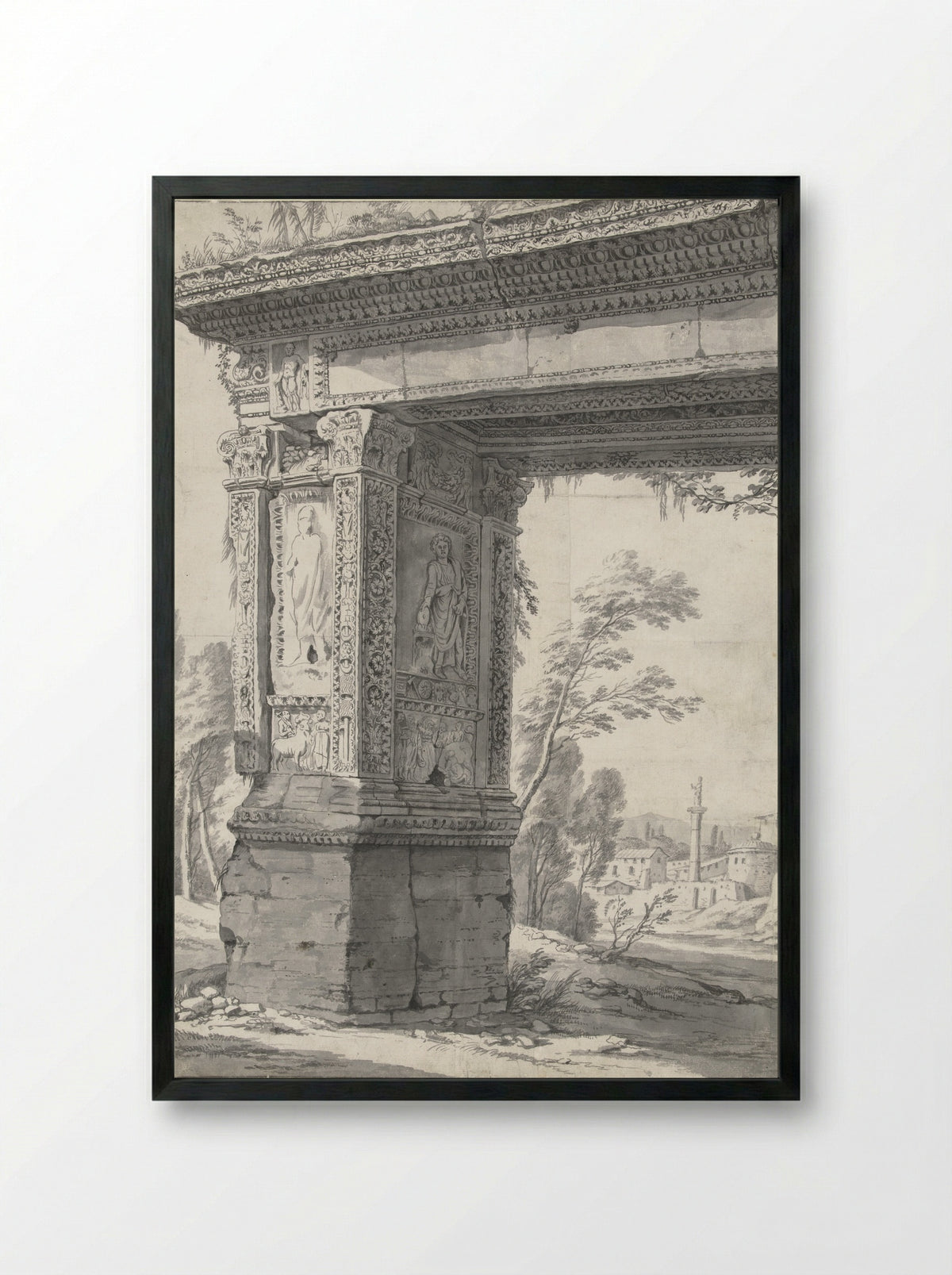 Roman Triumphal Arch - Willem Romeyn - Framed Print Black
