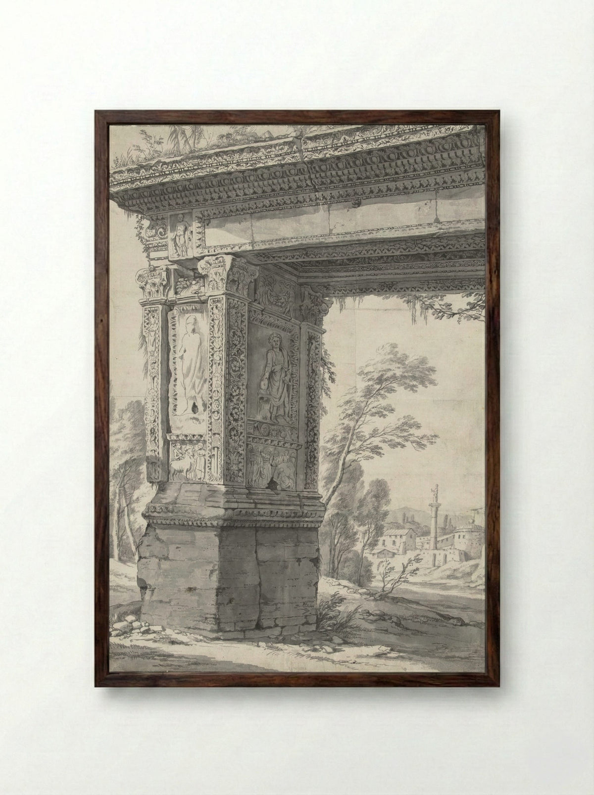 Roman Triumphal Arch - Willem Romeyn - Framed Print Dark Wood