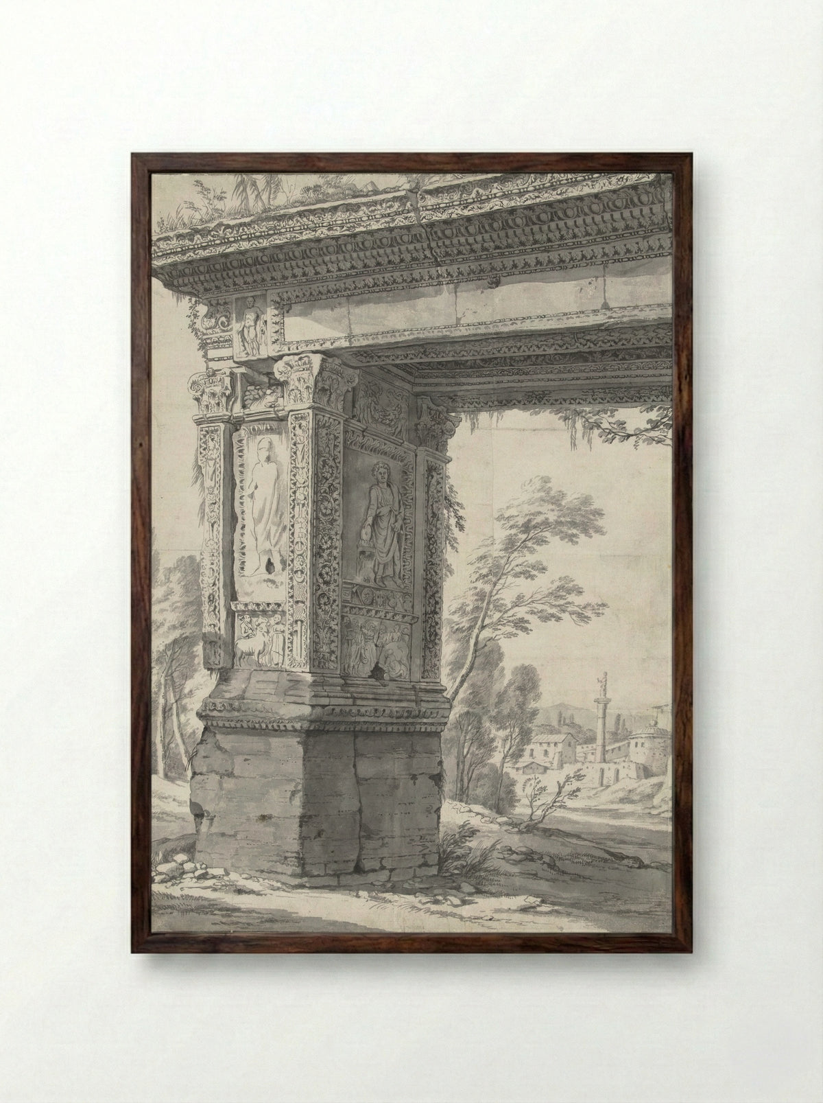 Roman Triumphal Arch - Willem Romeyn - Framed Print Dark Wood