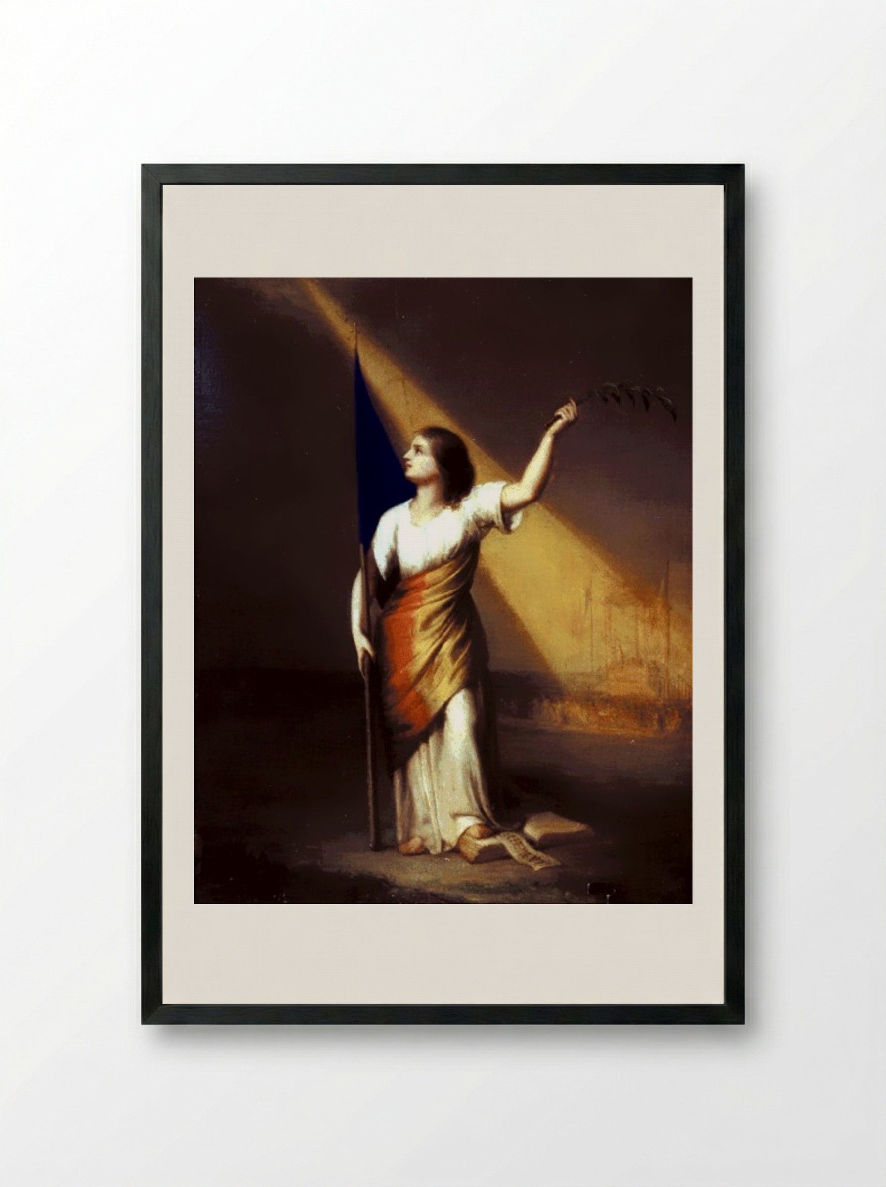 Romania Breaking off Her Chains on the Field of Liberty - Constantin Daniel Rosenthal - Framed Print Black
