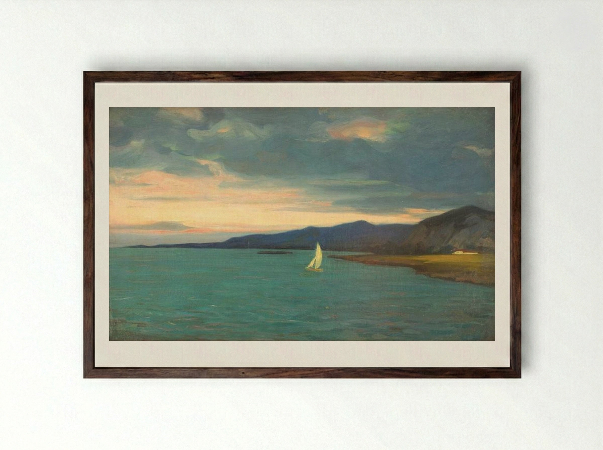 Romantic Landscape - Kimon Loghi - Framed Print Dark Wood