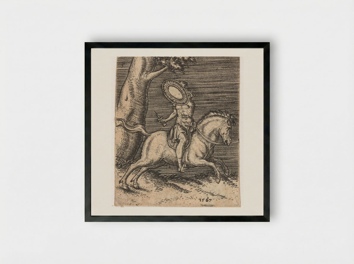 Romeinse ruiter te paard - Abraham de Bruyn - Framed Print Black
