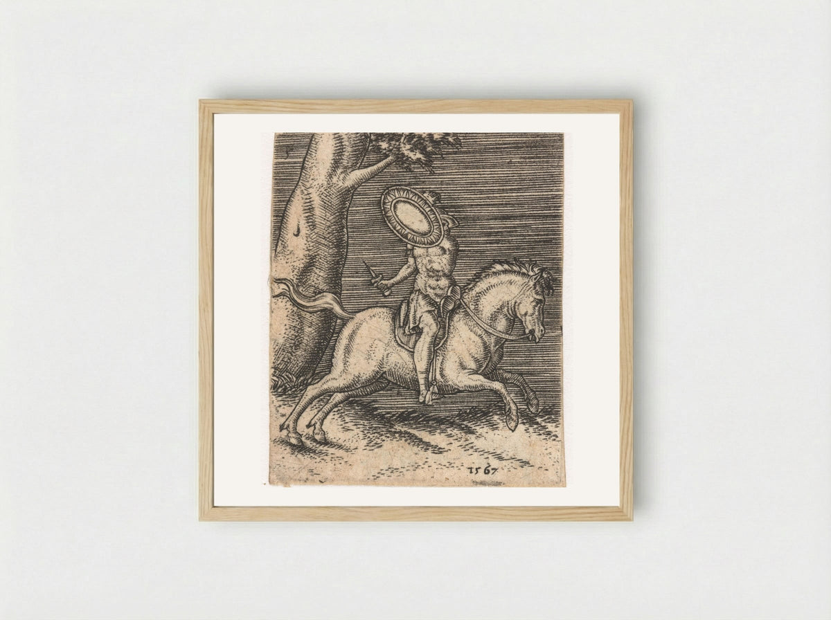 Romeinse ruiter te paard - Abraham de Bruyn - Framed Print Wood
