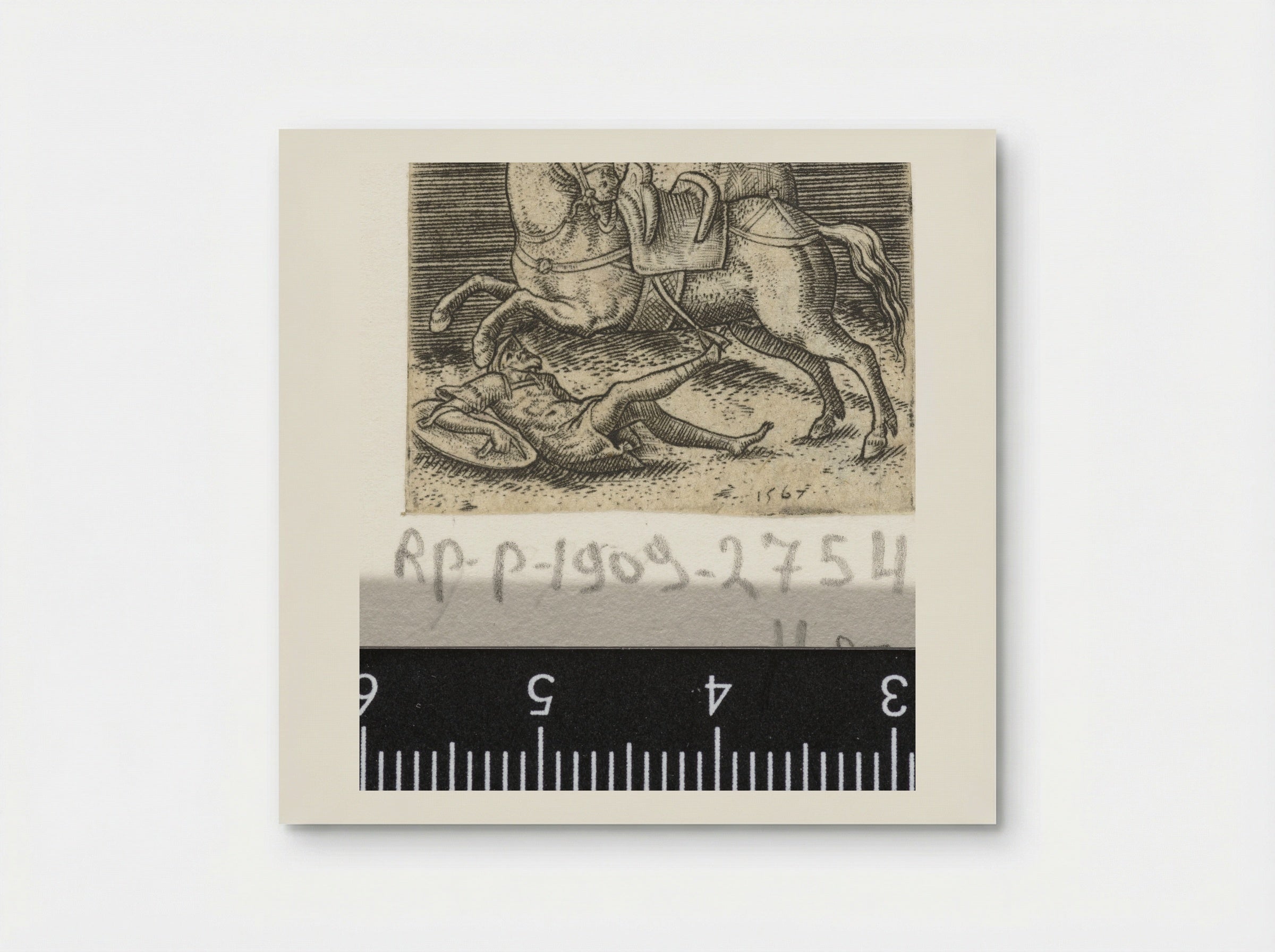 Romeinse ruiter van zijn paard getild - Abraham de Bruyn - Poster
