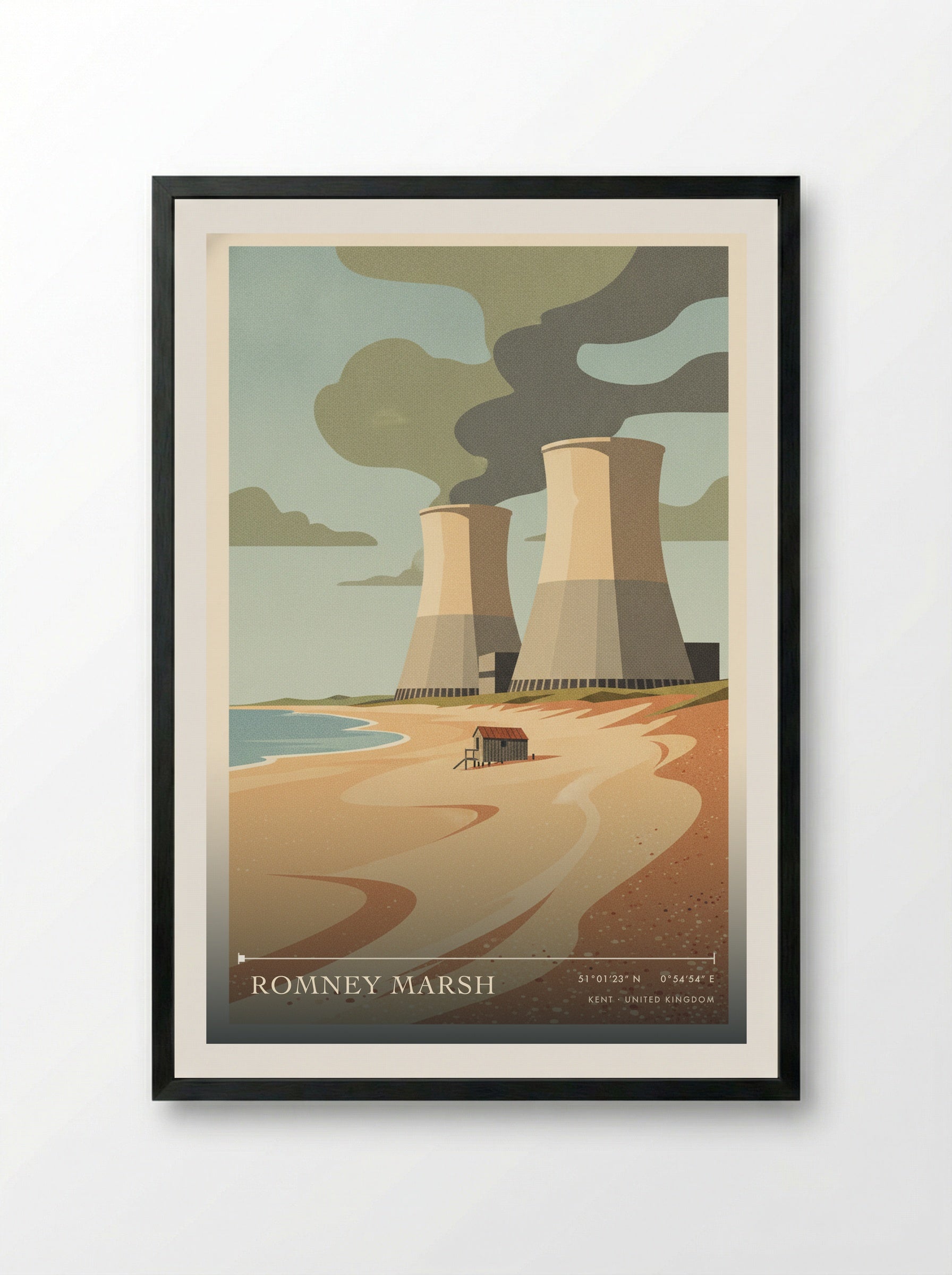 Romney Marsh Kent United Kingdom Travel Poster - Framed Print Black