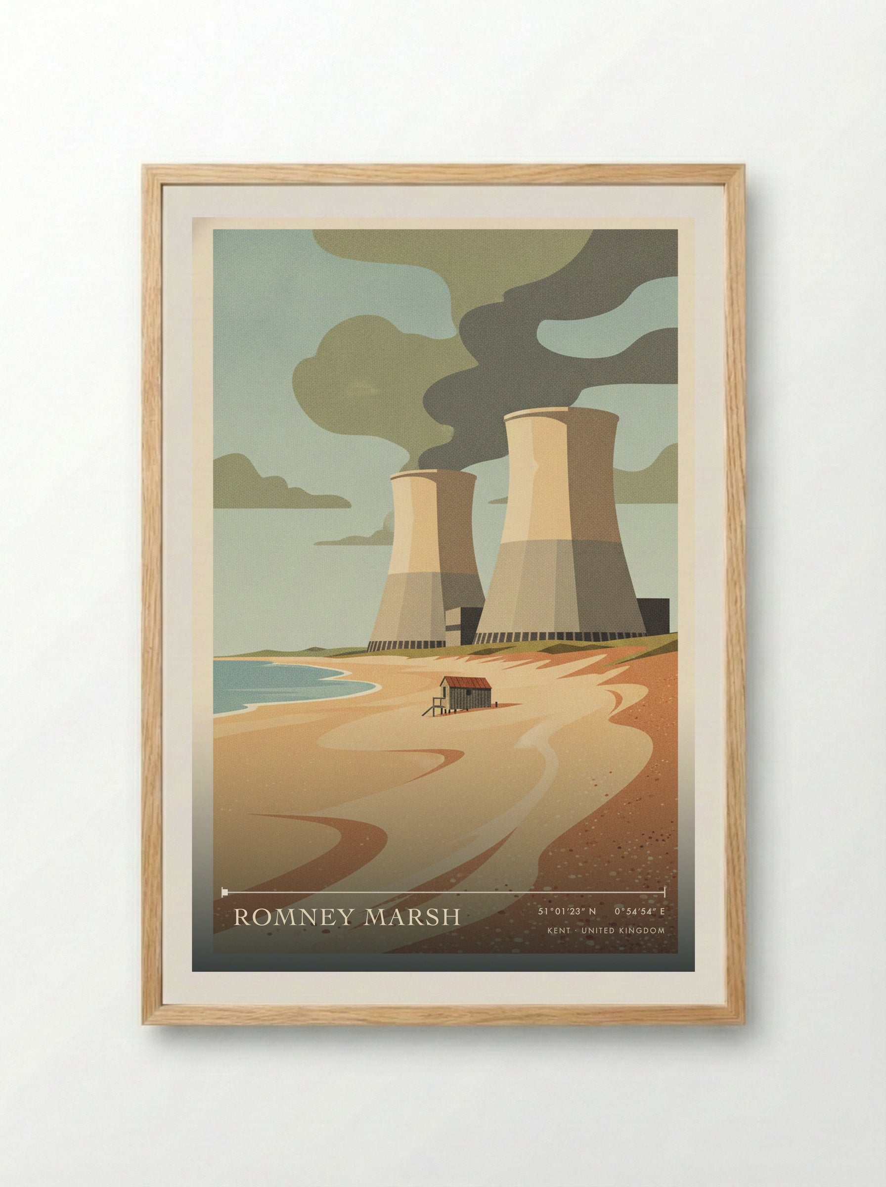 Romney Marsh Kent United Kingdom Travel Poster - Framed Print Wood
