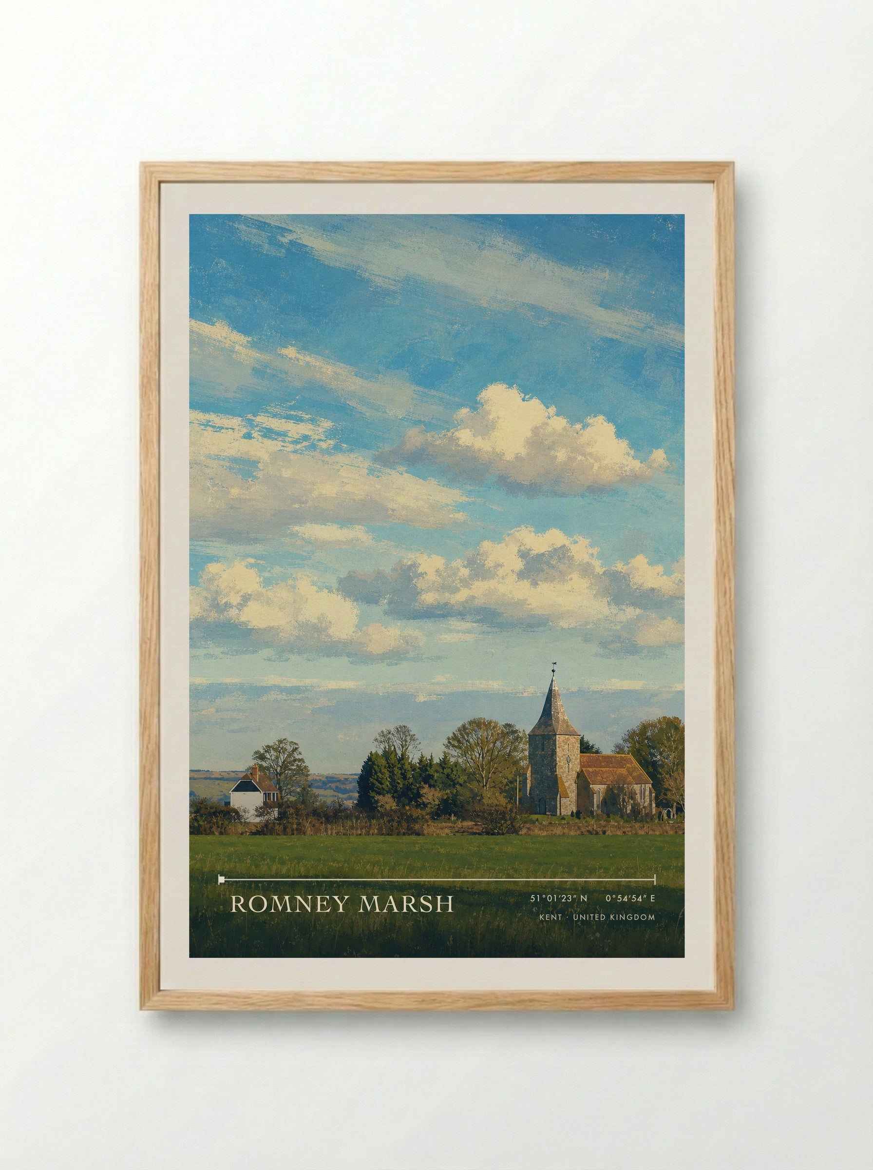 Romney Marsh Kent United Kingdom Travel Poster - Framed Print Wood