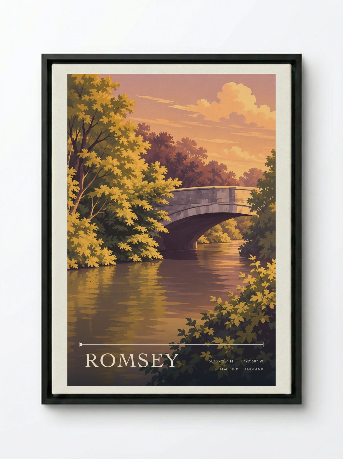 Romsey Hampshire | Travel Poster - Framed Canvas Black