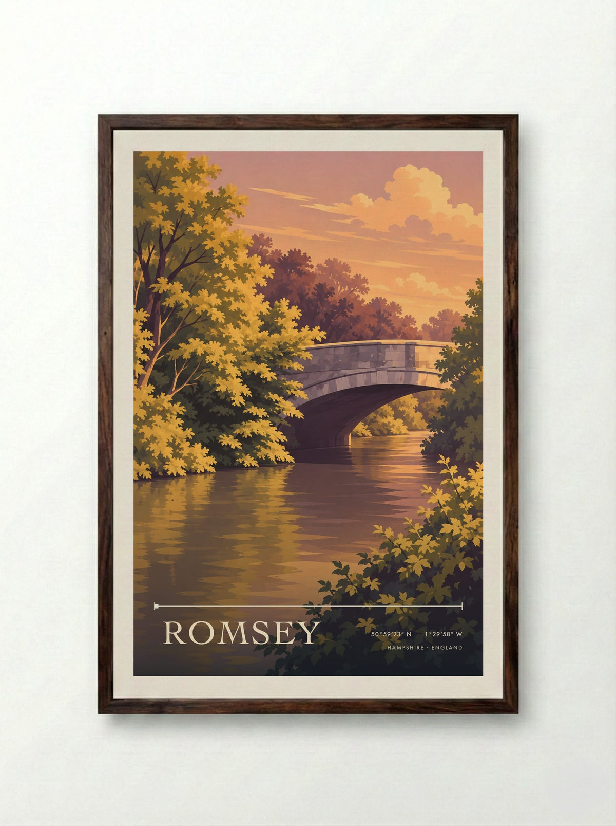 Romsey Hampshire | Travel Poster - Framed Print Dark Wood