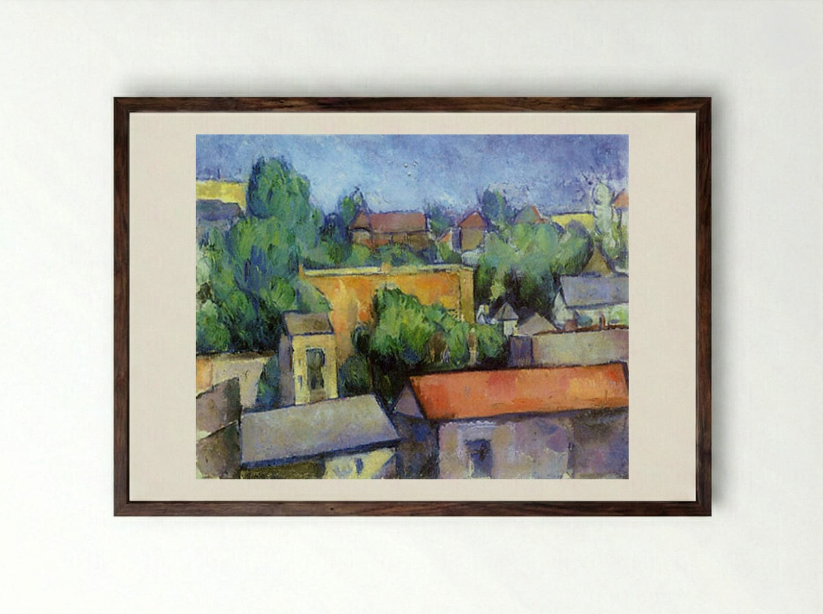 Roof Tops (View of Paris) - Paul Cézanne - Framed Print Dark Wood
