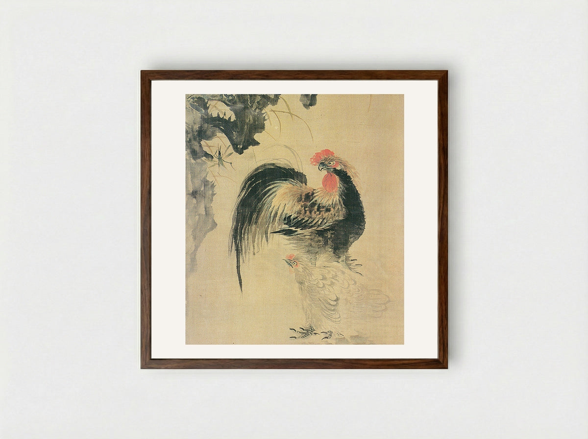Rooster - Jang Seung-eop - Framed Print Dark Wood