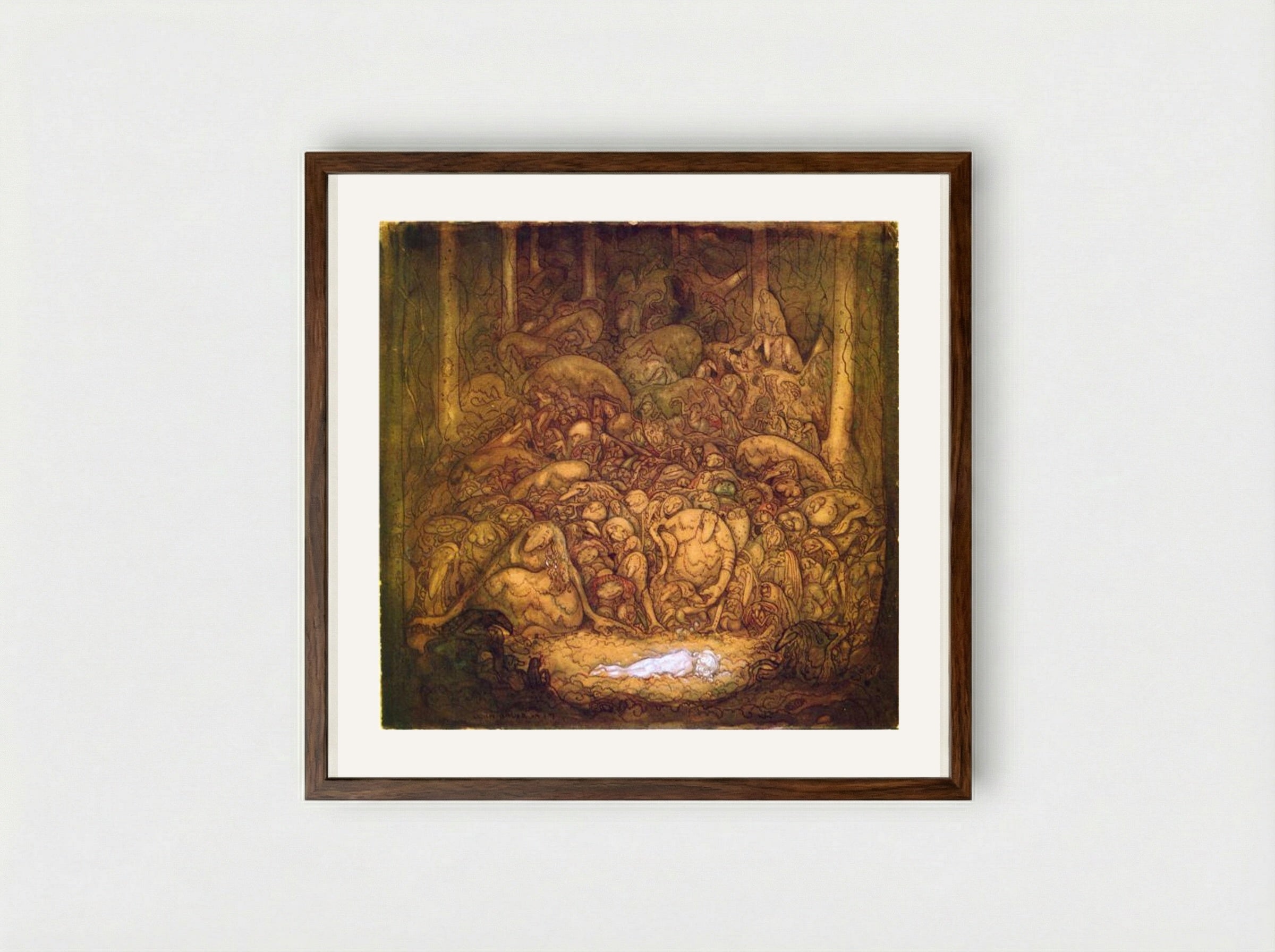 Root Trolls - John Bauer - Framed Print Dark Wood