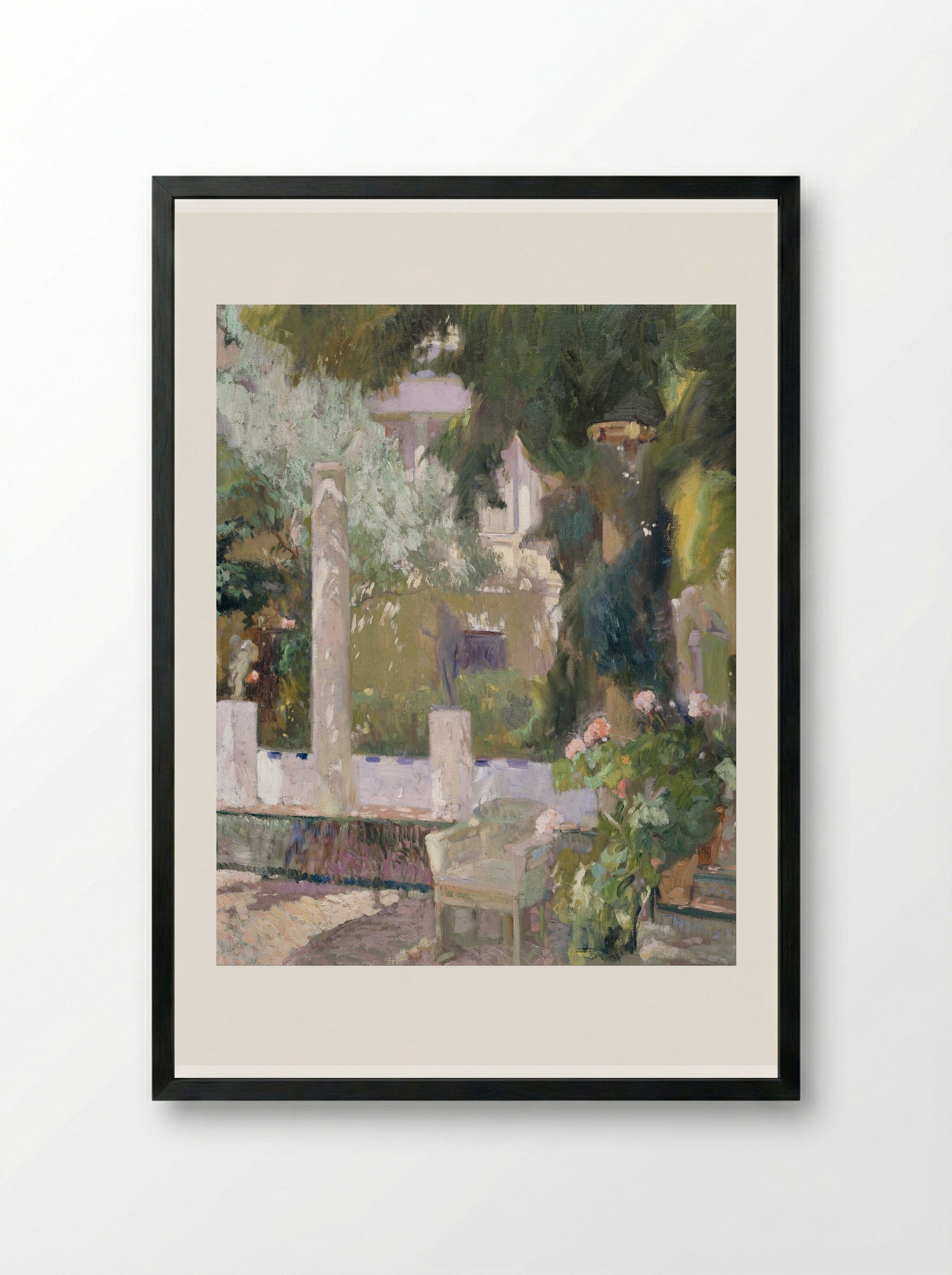 Rose Bush at the Sorolla House - Joaquín Sorolla - Framed Print Black