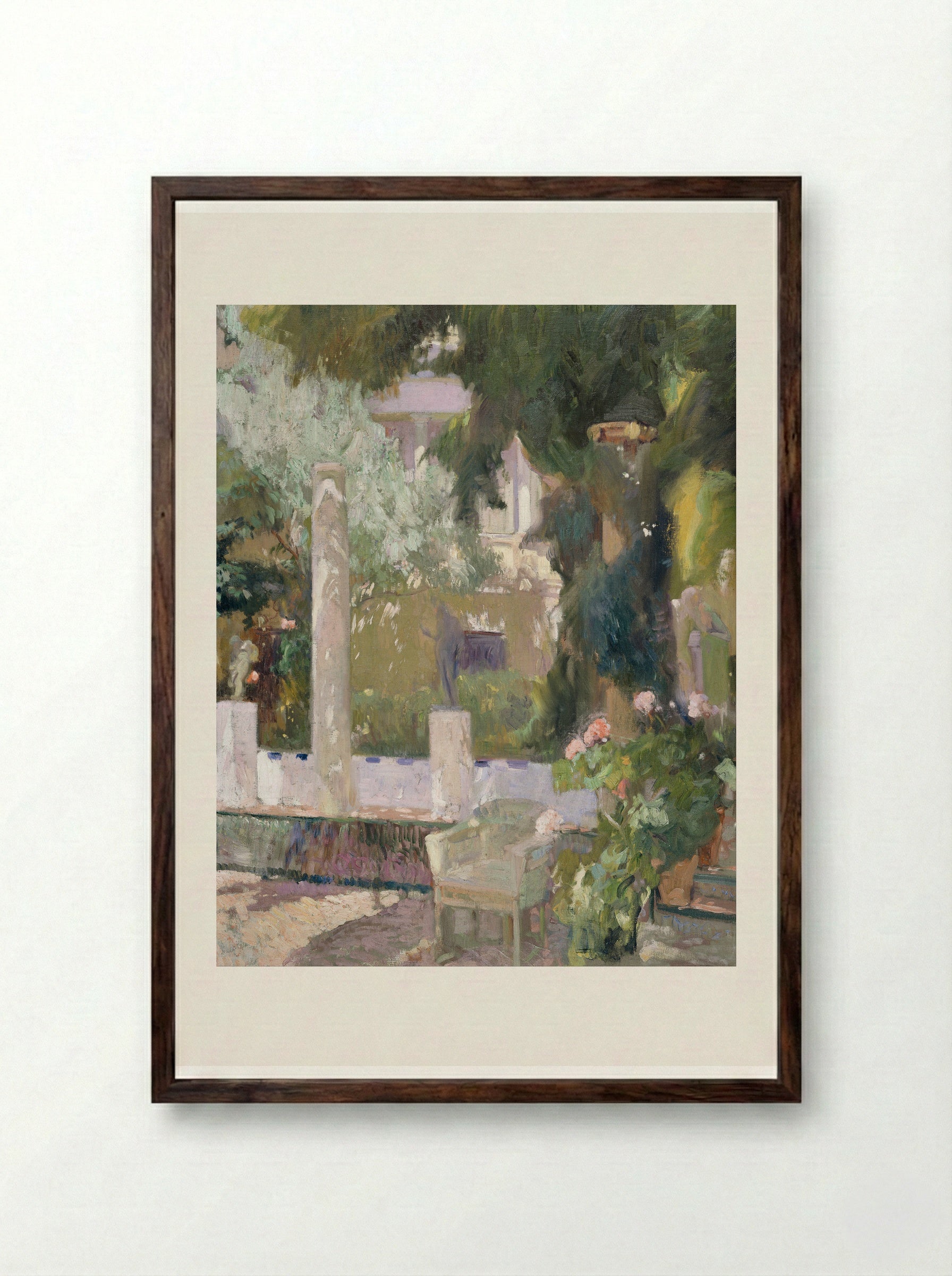 Rose Bush at the Sorolla House - Joaquín Sorolla - Framed Print Dark Wood