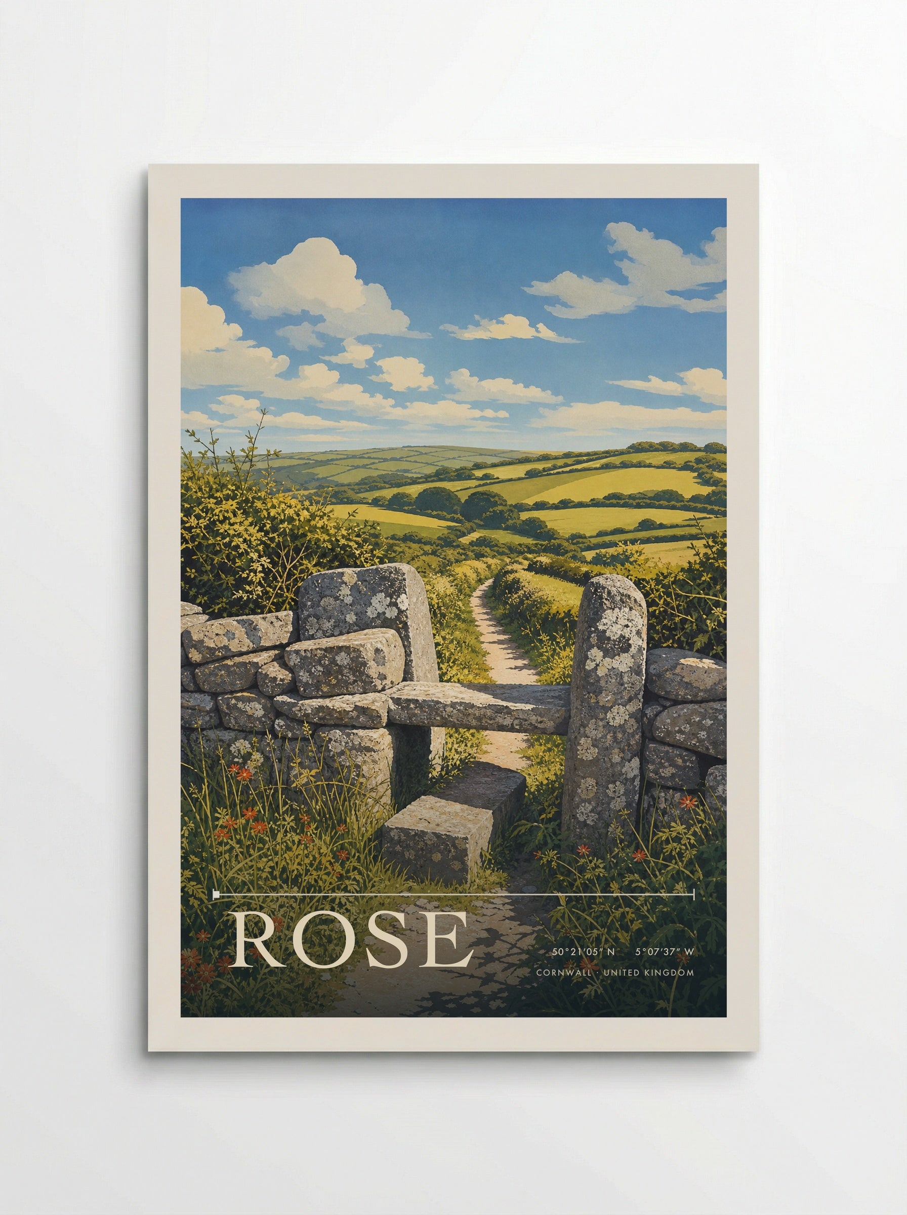 Rose Cornwall United Kingdom Travel Poster - Poster