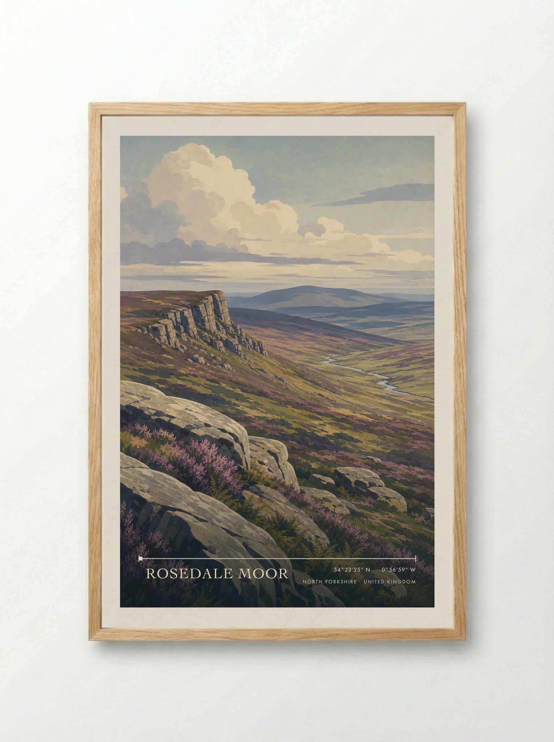 Rosedale Moor North Yorkshire United Kingdom Travel Poster - Framed Print Wood