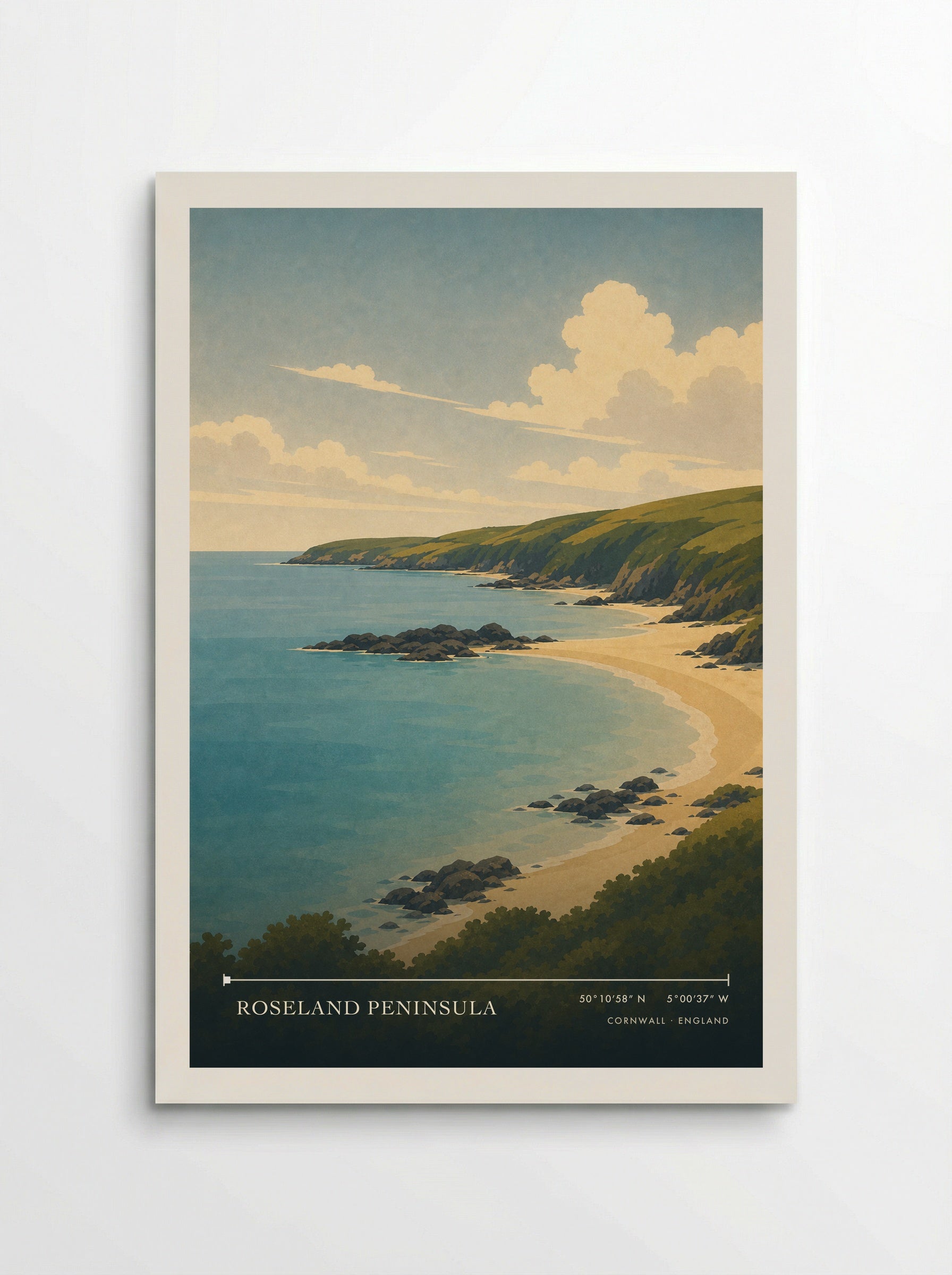 Roseland Peninsula Cornwall England Travel Poster - Poster