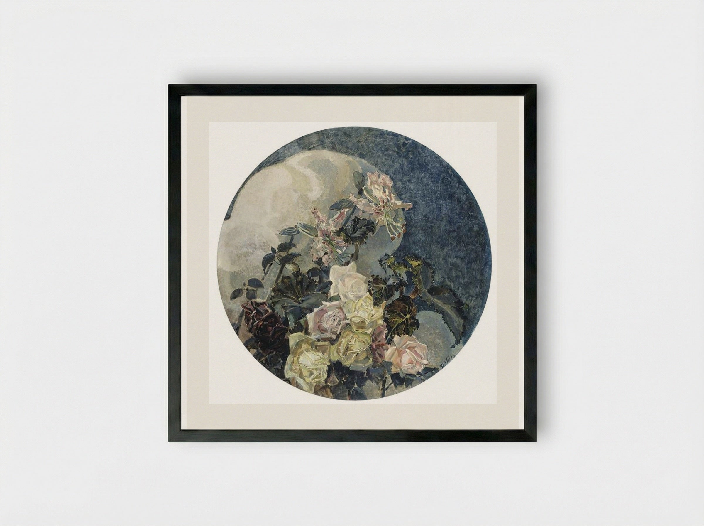 Roses and Orchids - Mikhail Vrubel - Framed Print Black