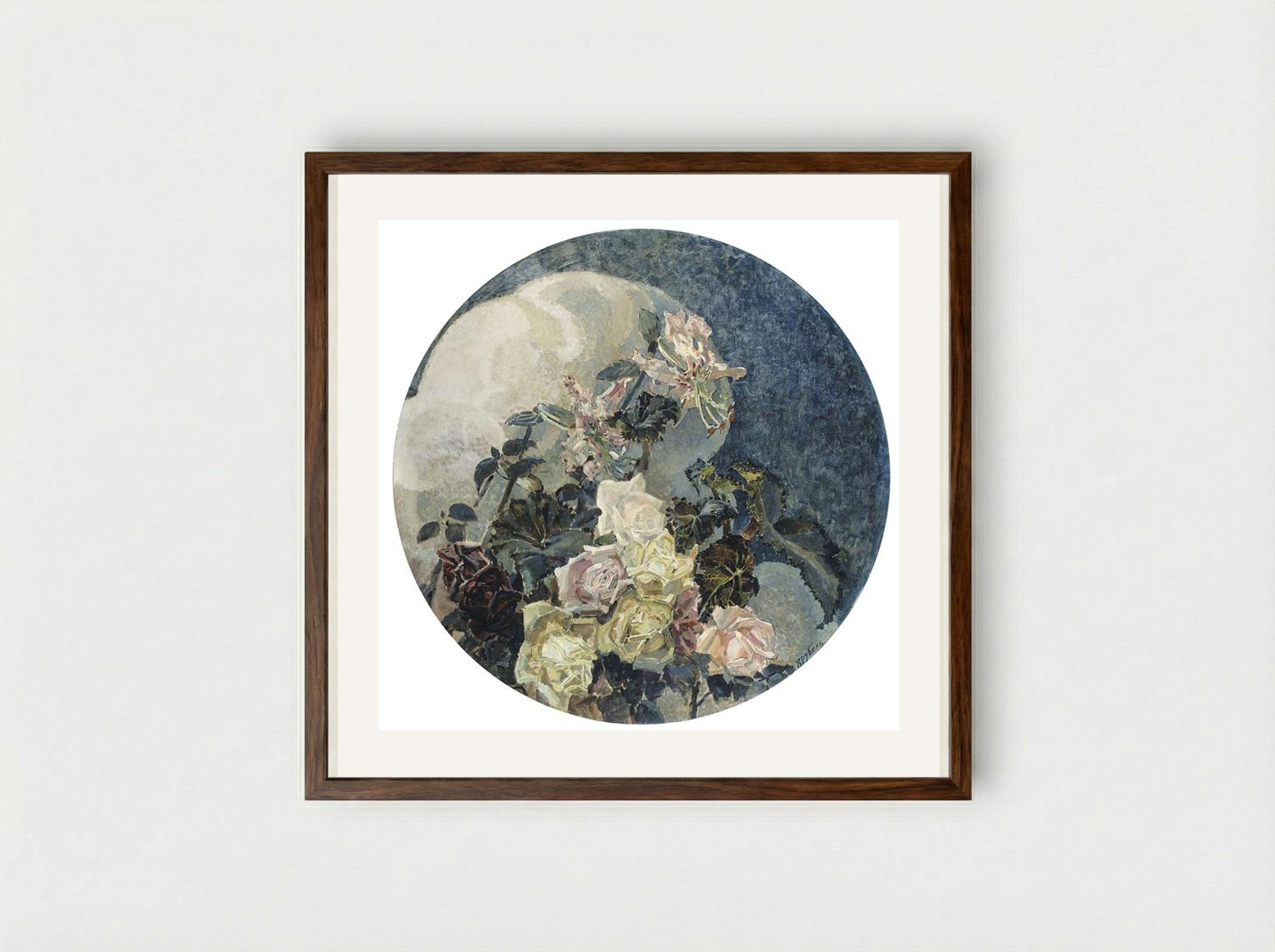 Roses and Orchids - Mikhail Vrubel - Framed Print Dark Wood