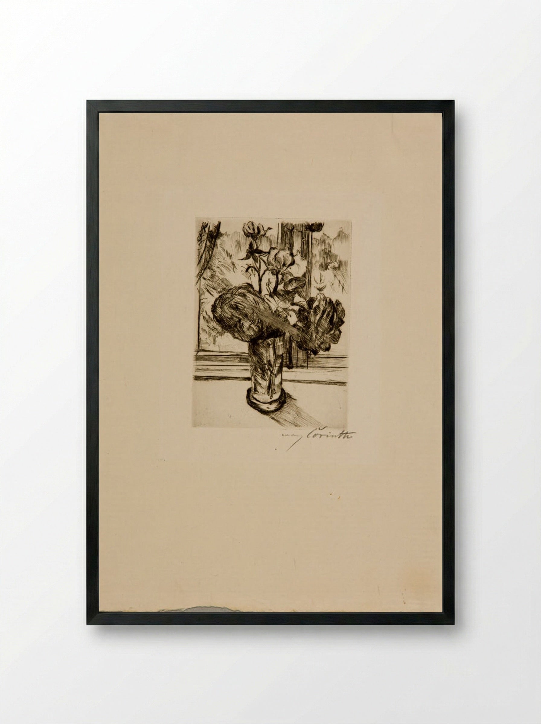 Roses in a Waterglass - Lovis Corinth - Framed Print Black