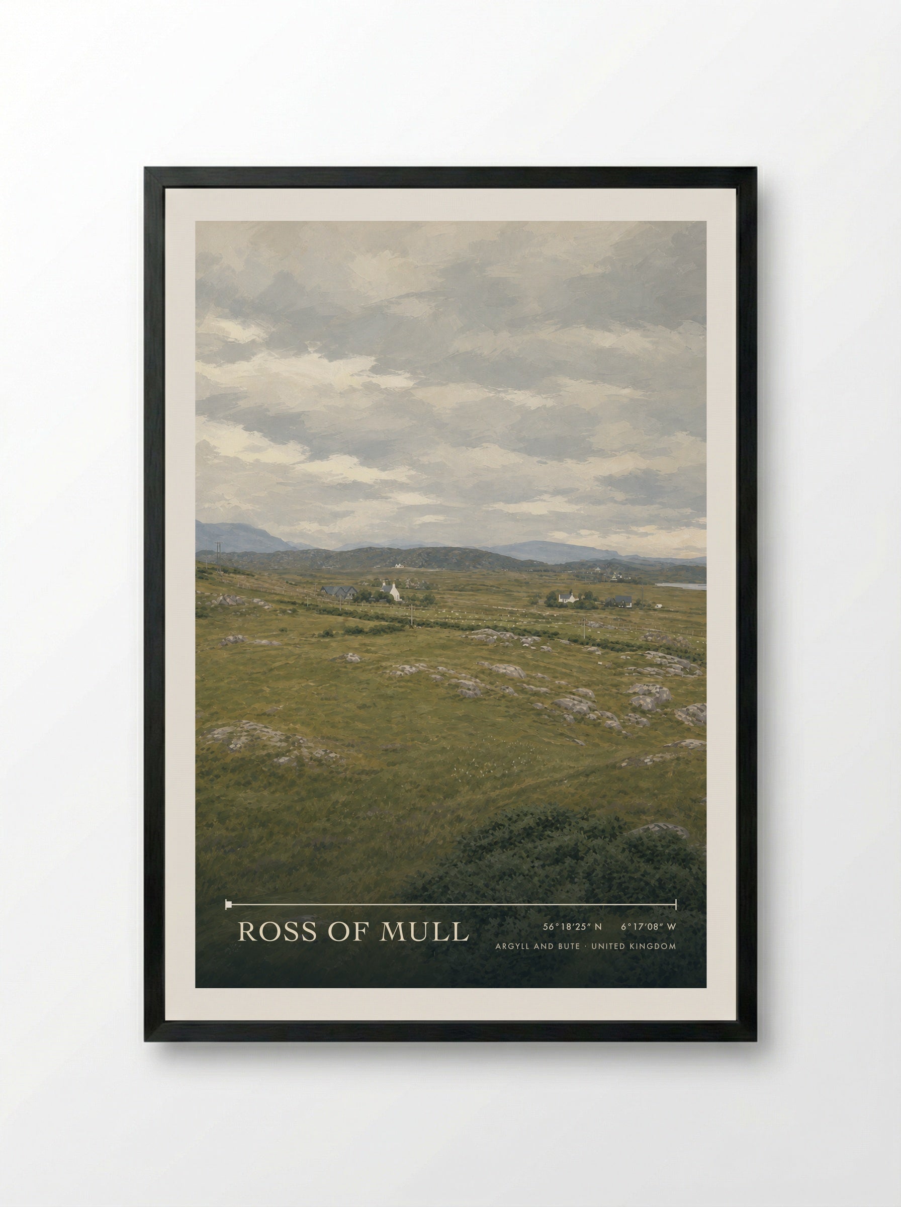 Ross of Mull Argyll and Bute United Kingdom Travel Poster - Framed Print Black