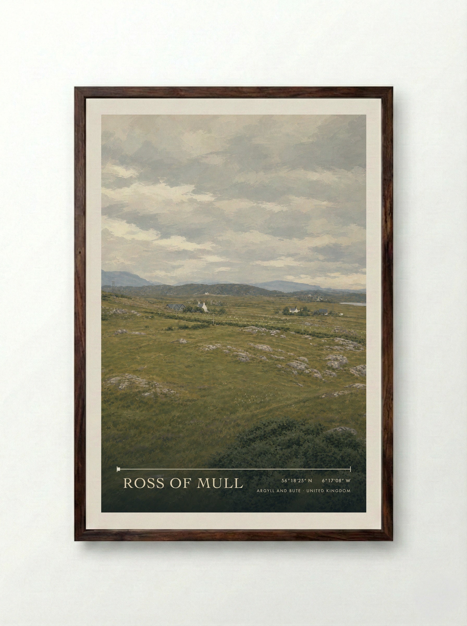 Ross of Mull Argyll and Bute United Kingdom Travel Poster - Framed Print Dark Wood