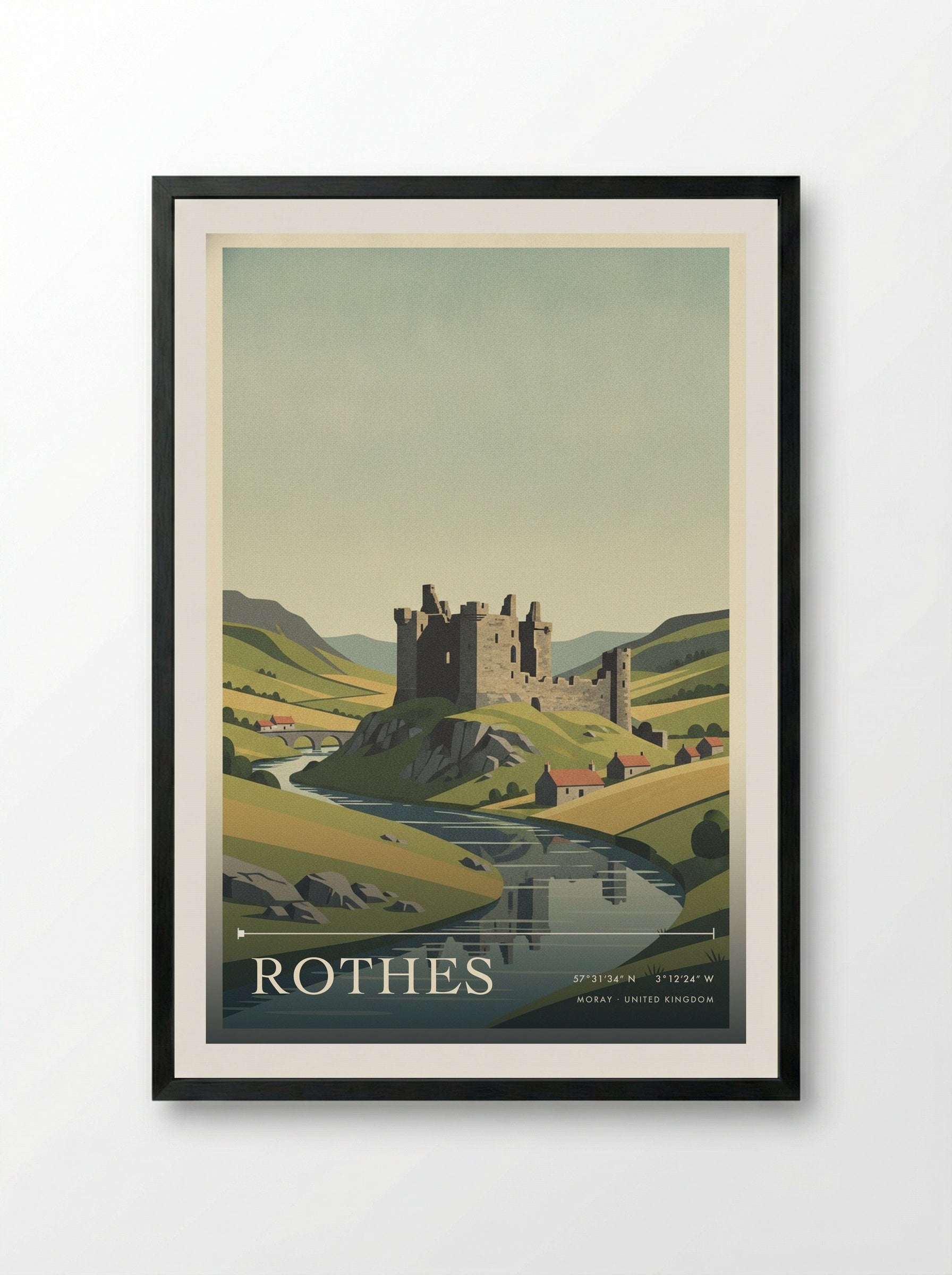 Rothes Moray United Kingdom Travel Poster - Framed Print Black