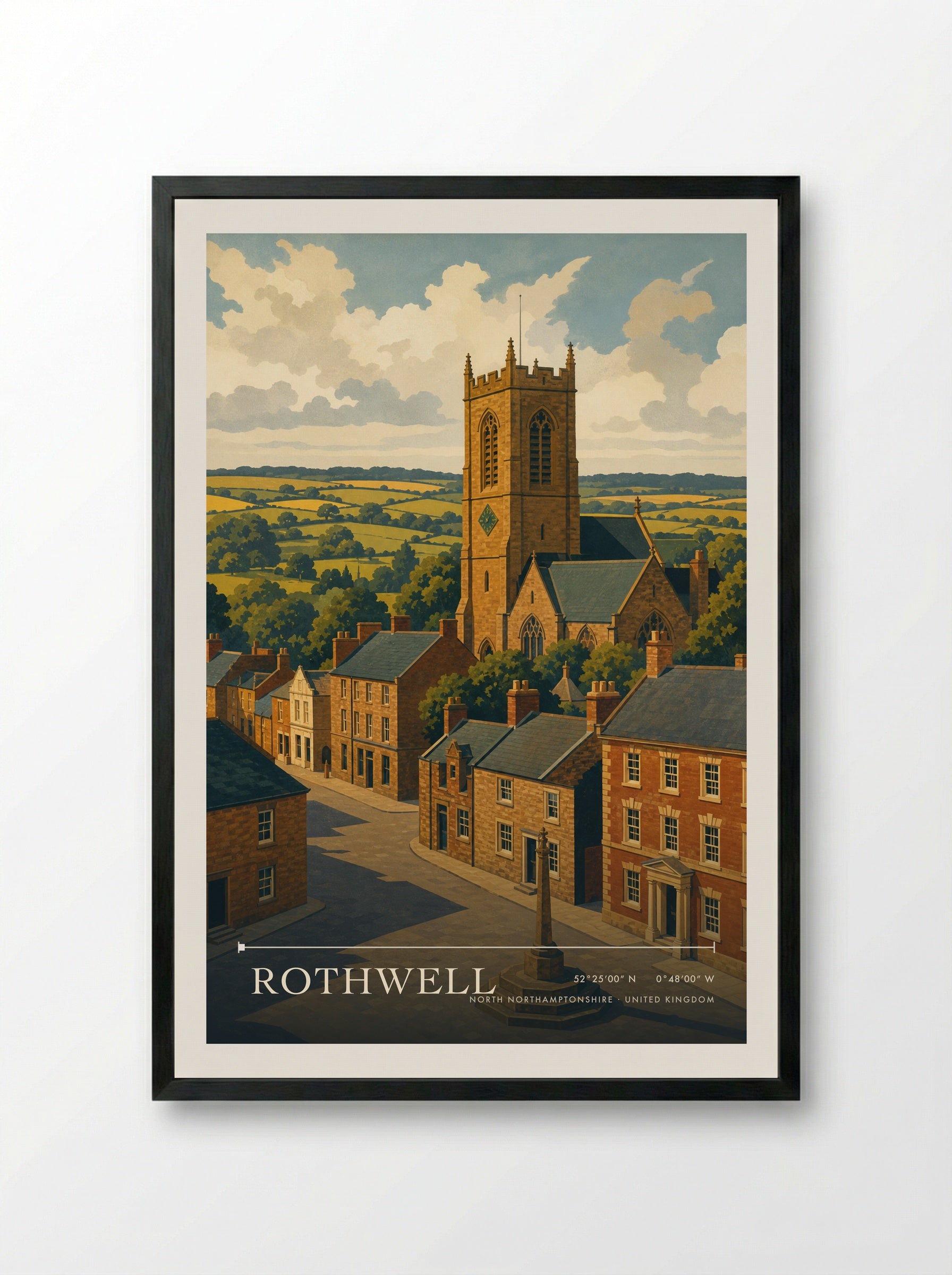 Rothwell North Northamptonshire United Kingdom Travel Poster - Framed Print Black