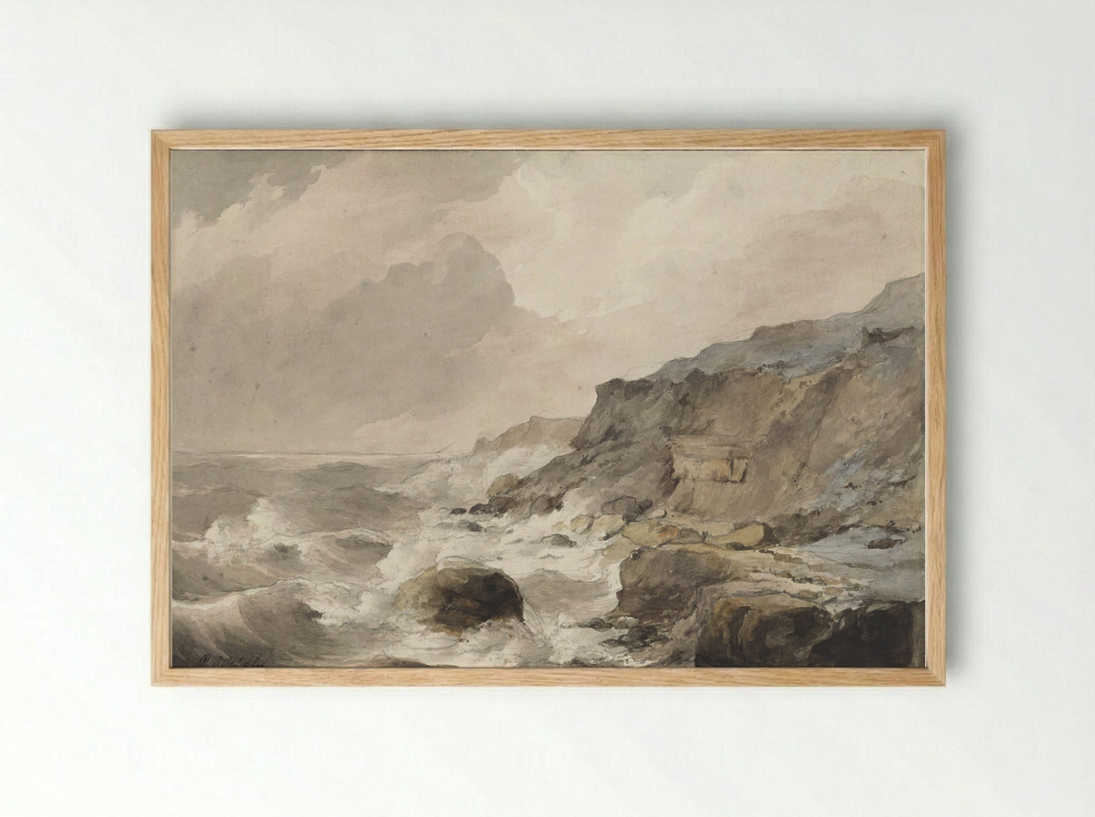 Rotskust te Boulogne sur Mer - Petrus Johannes Schotel - Framed Print Wood