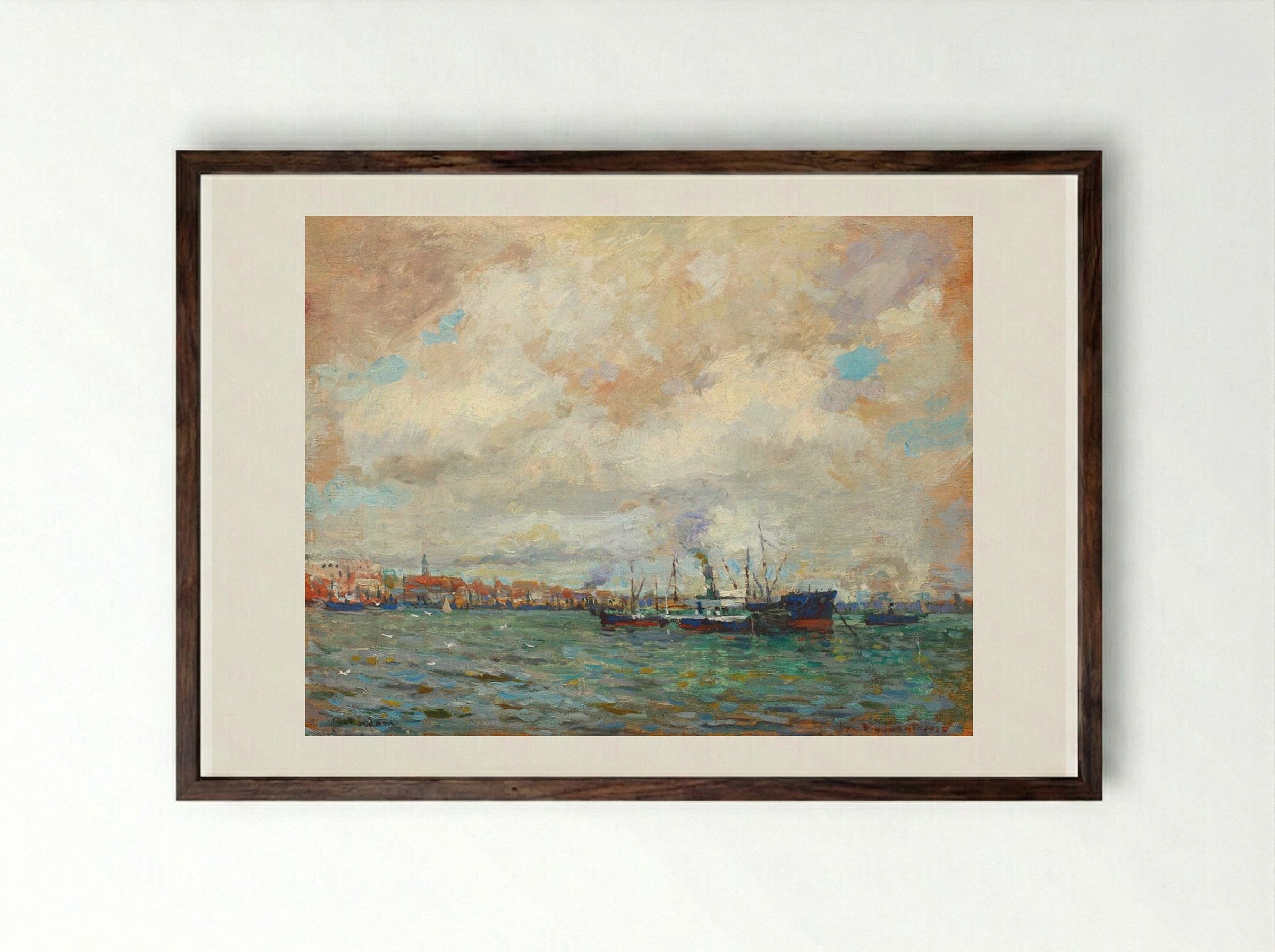 Rotterdam Port - Nicolae Vermont - Framed Print Dark Wood