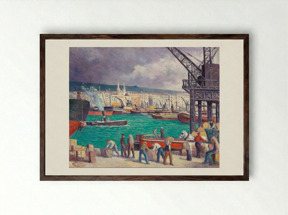 Rouen, Le Port - Maximilien Luce - Framed Print Dark Wood