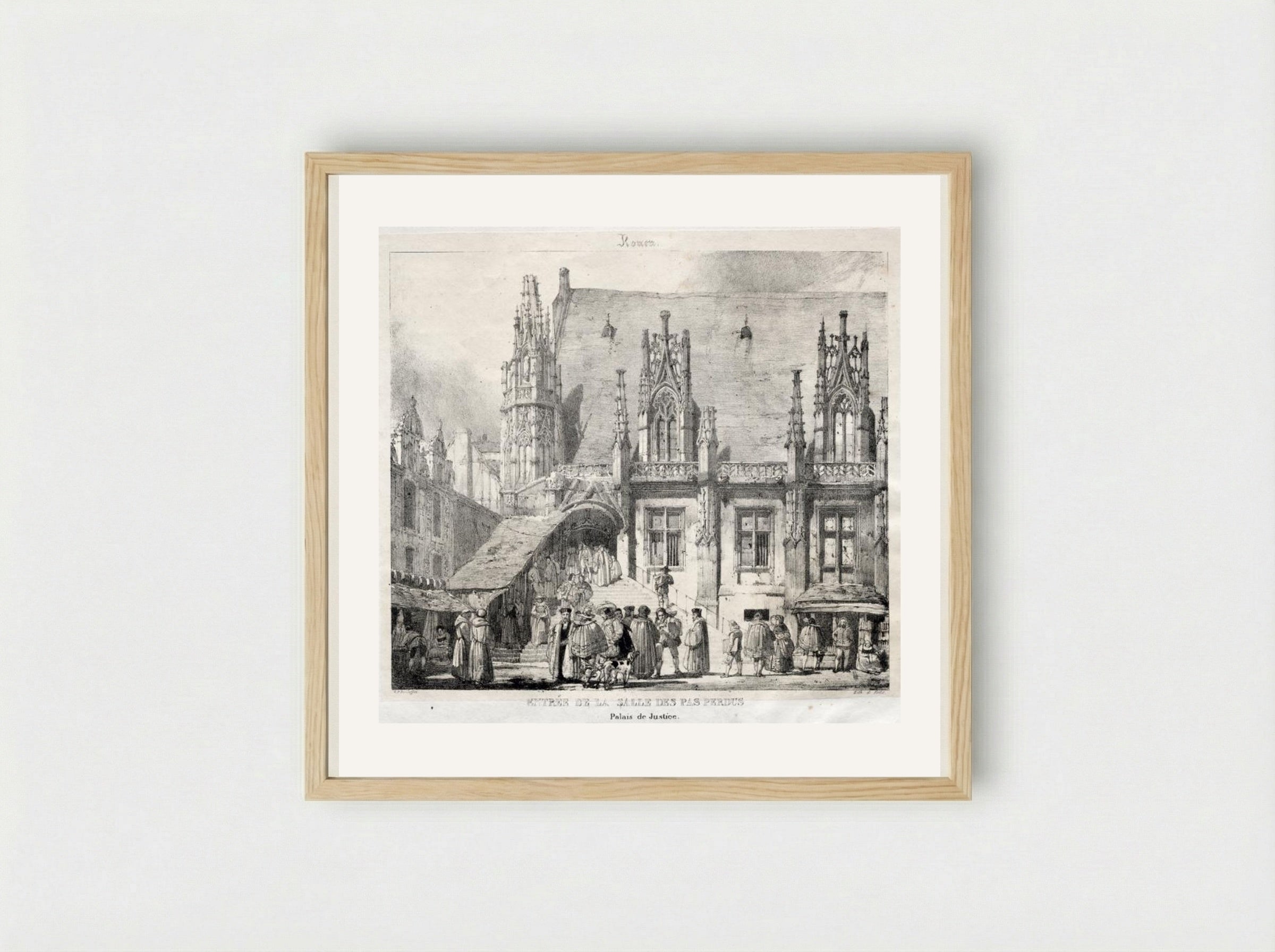 Rouen: Entrée de la Salle des Pas Perdus, Palais du Justice - Richard Parkes Bonington - Framed Print Wood