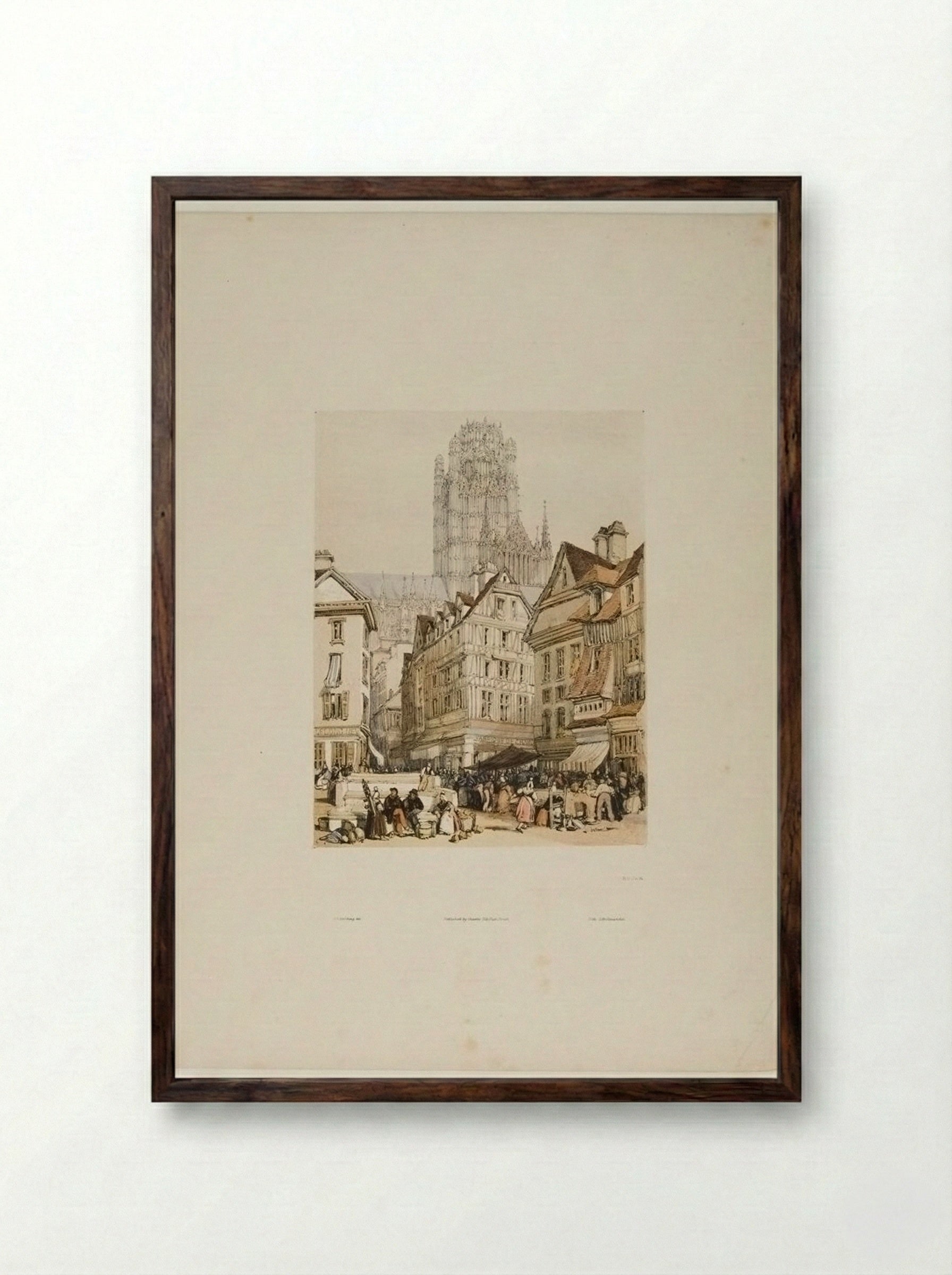 Rouen - James Duffield Harding - Framed Print Dark Wood