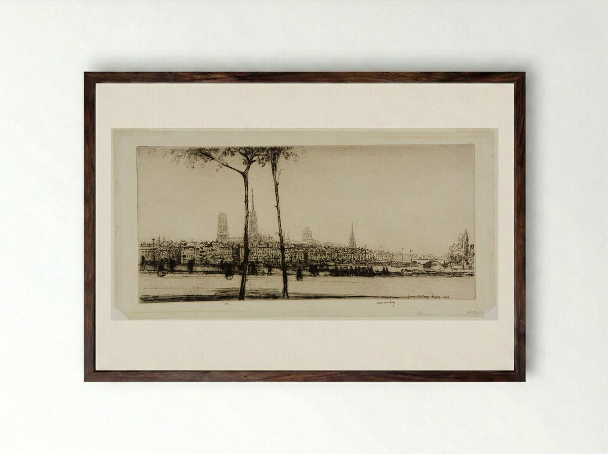 Rouen - James McBey - Framed Print Dark Wood