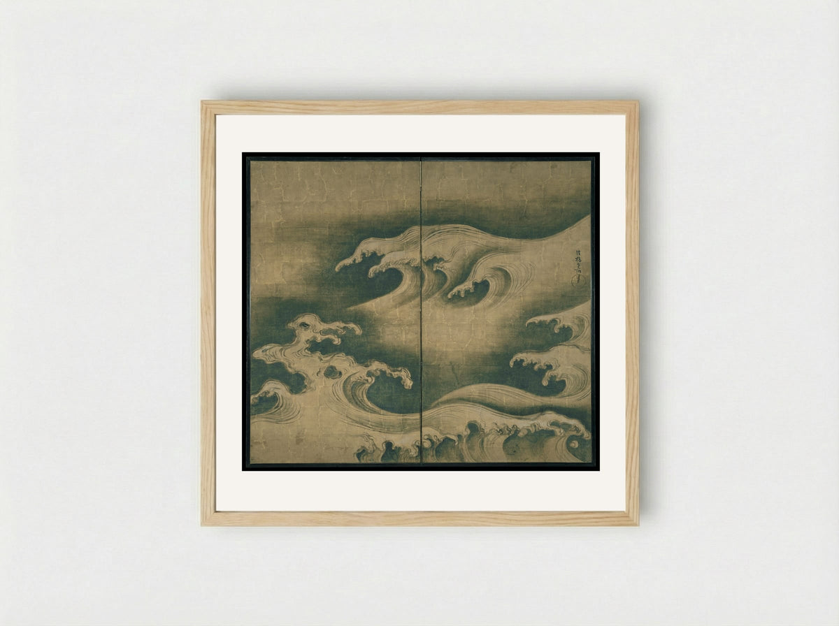 Rough Waves - Ogata Kōrin - Framed Print Wood
